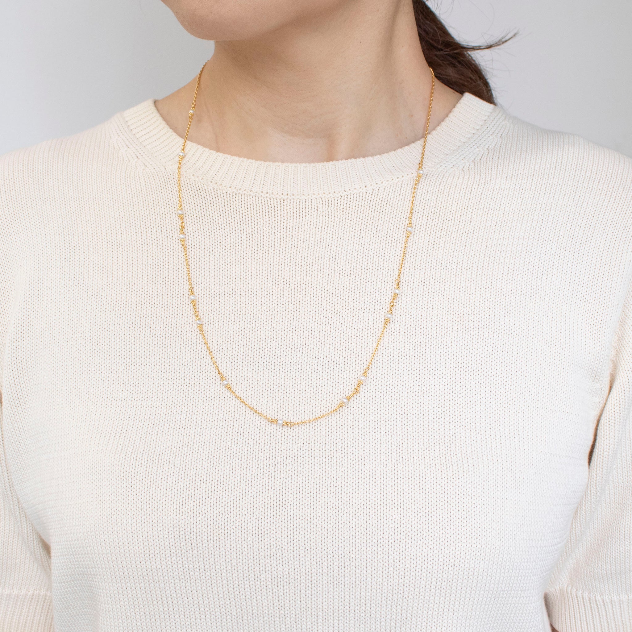 パール シルバーネックレス(淡水真珠/ロング/60cm/6月誕生石)《25V03808》