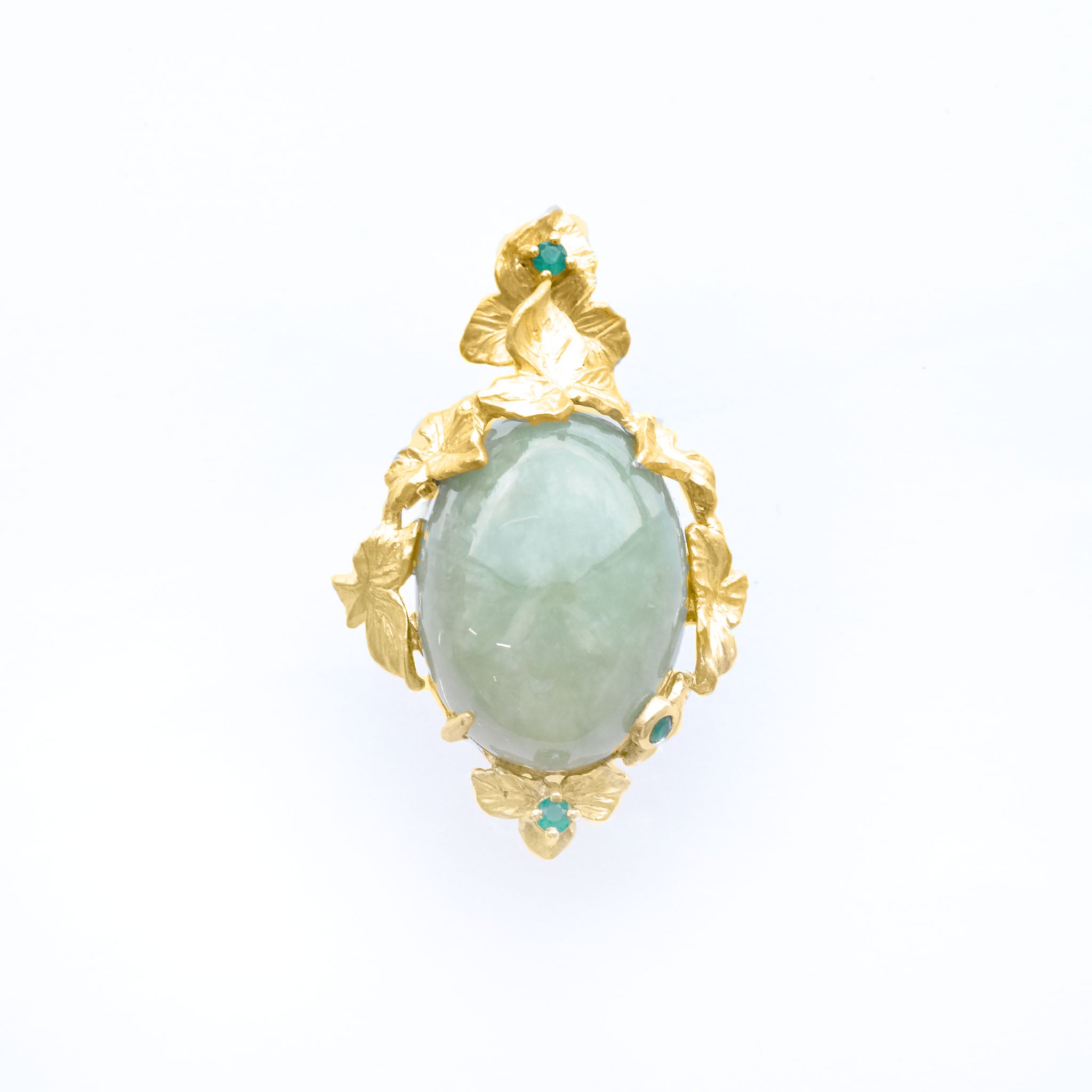 ヒスイ/グリーンカルセドニー シルバーブローチ兼ペンダントトップ《25V03809》