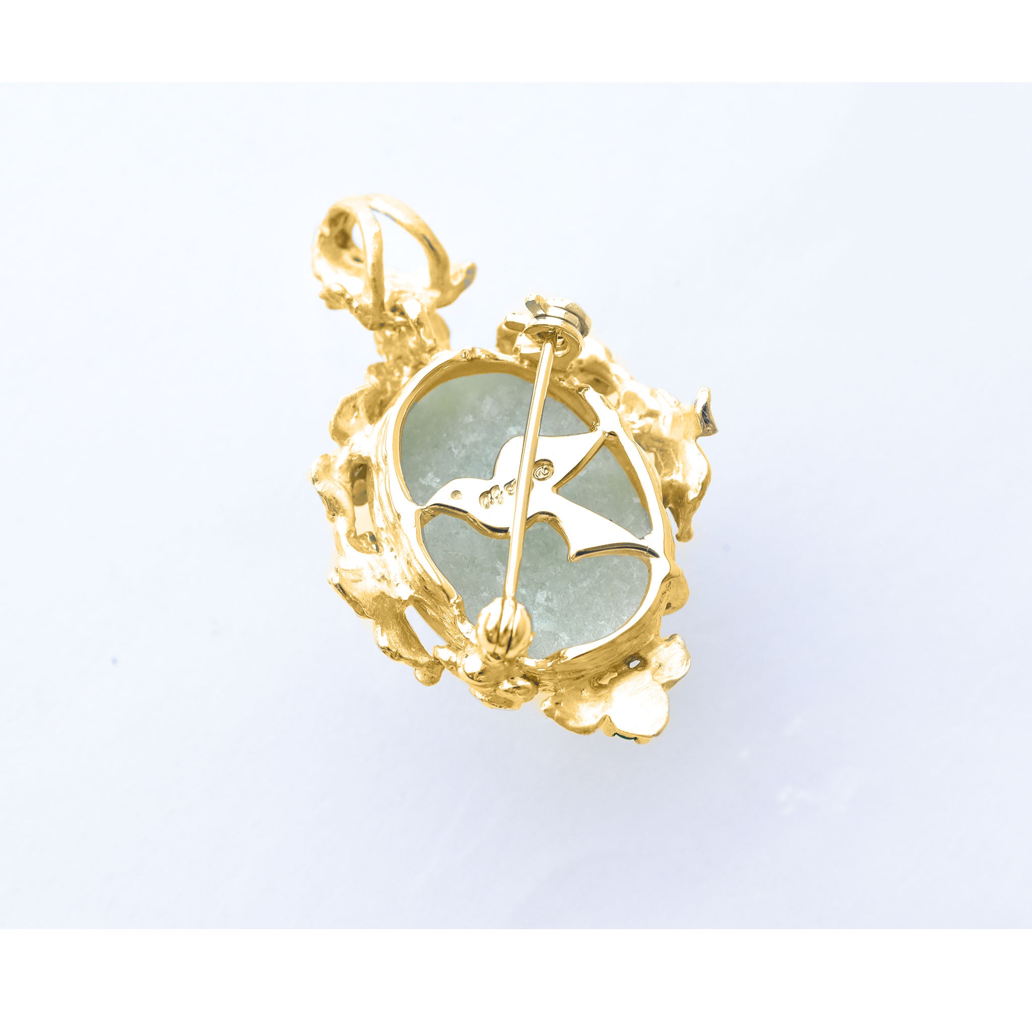 ヒスイ/グリーンカルセドニー シルバーブローチ兼ペンダントトップ《25V03809》