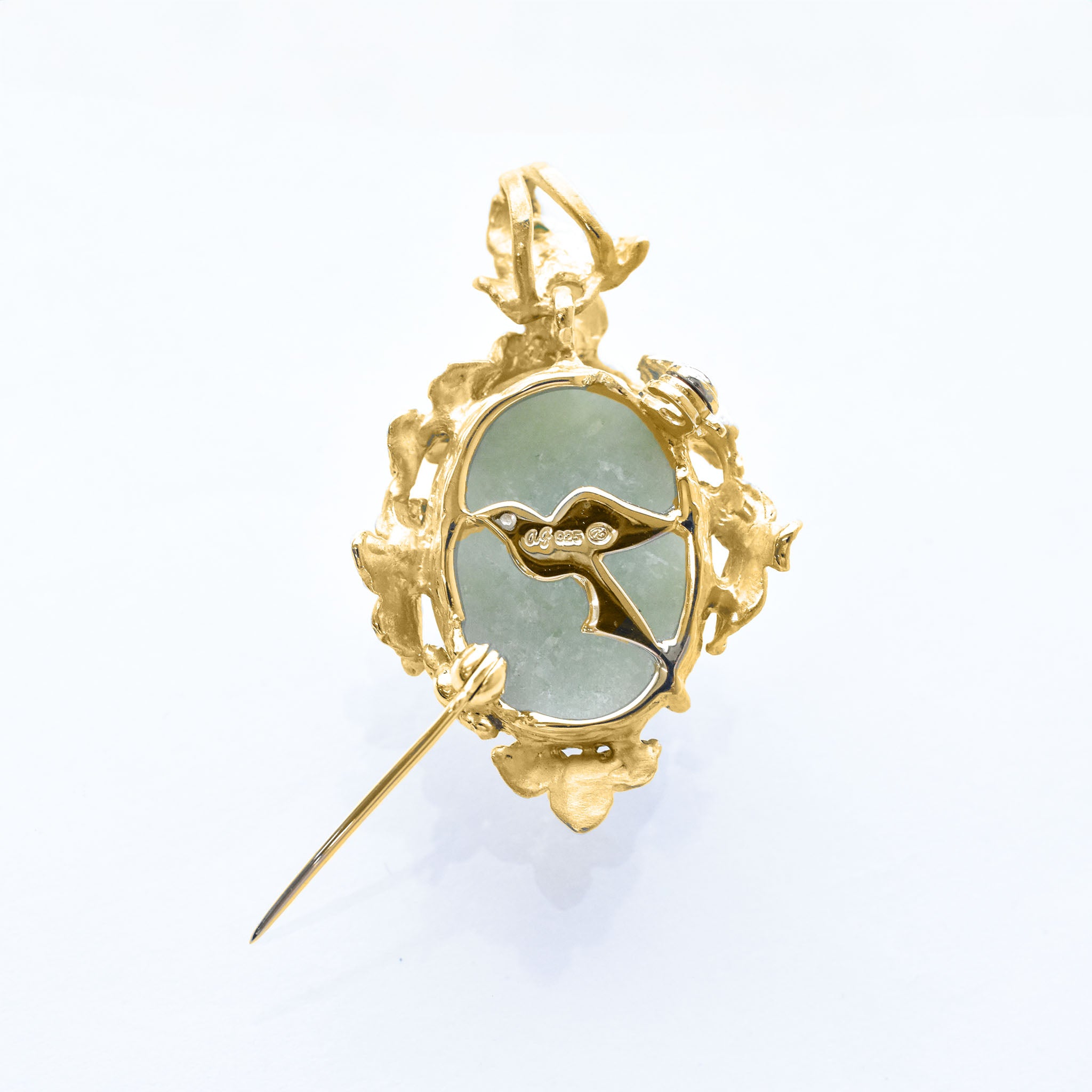 ヒスイ/グリーンカルセドニー シルバーブローチ兼ペンダントトップ《25V03809》