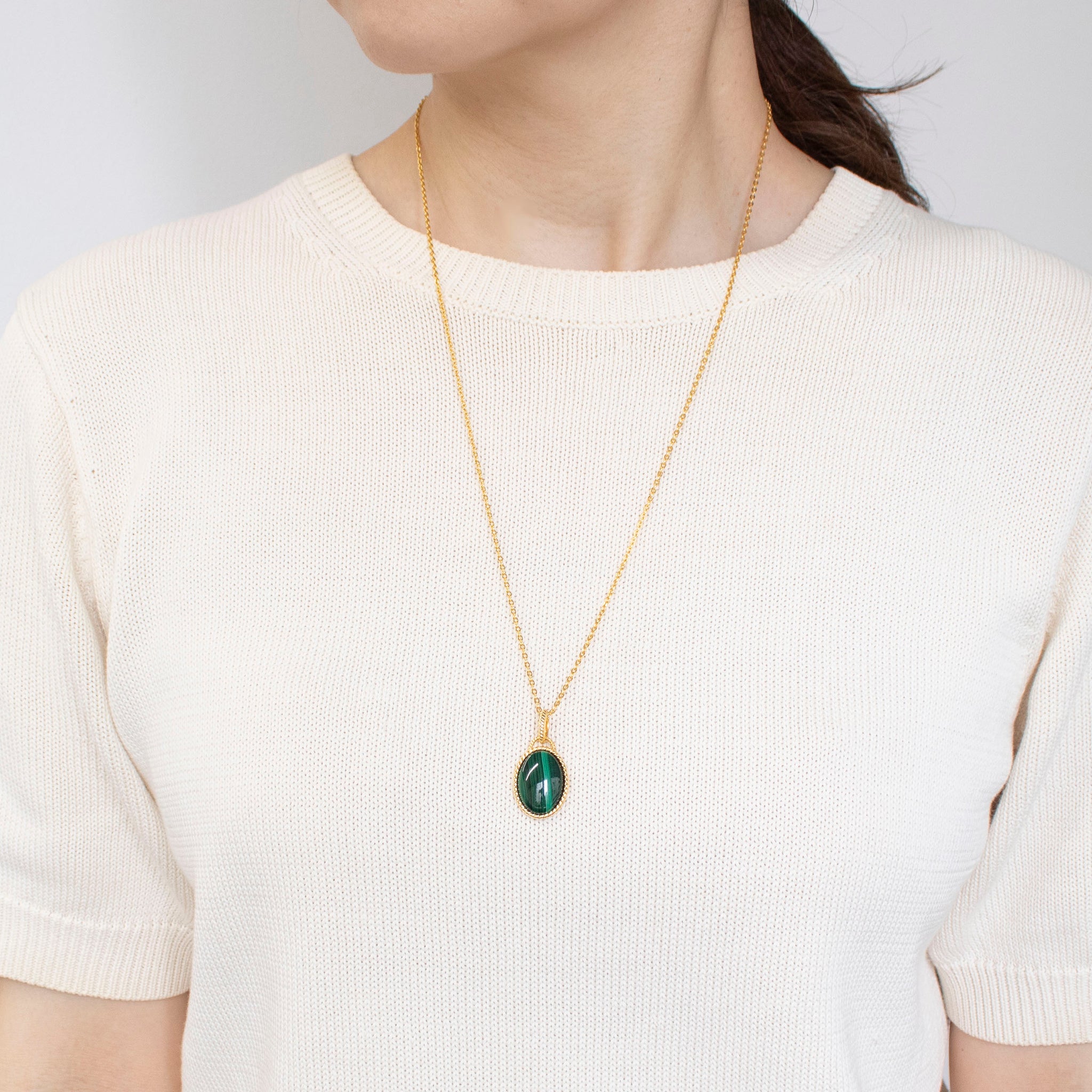 マラカイト シルバーネックレス(ロング/60cm)《25V03810》