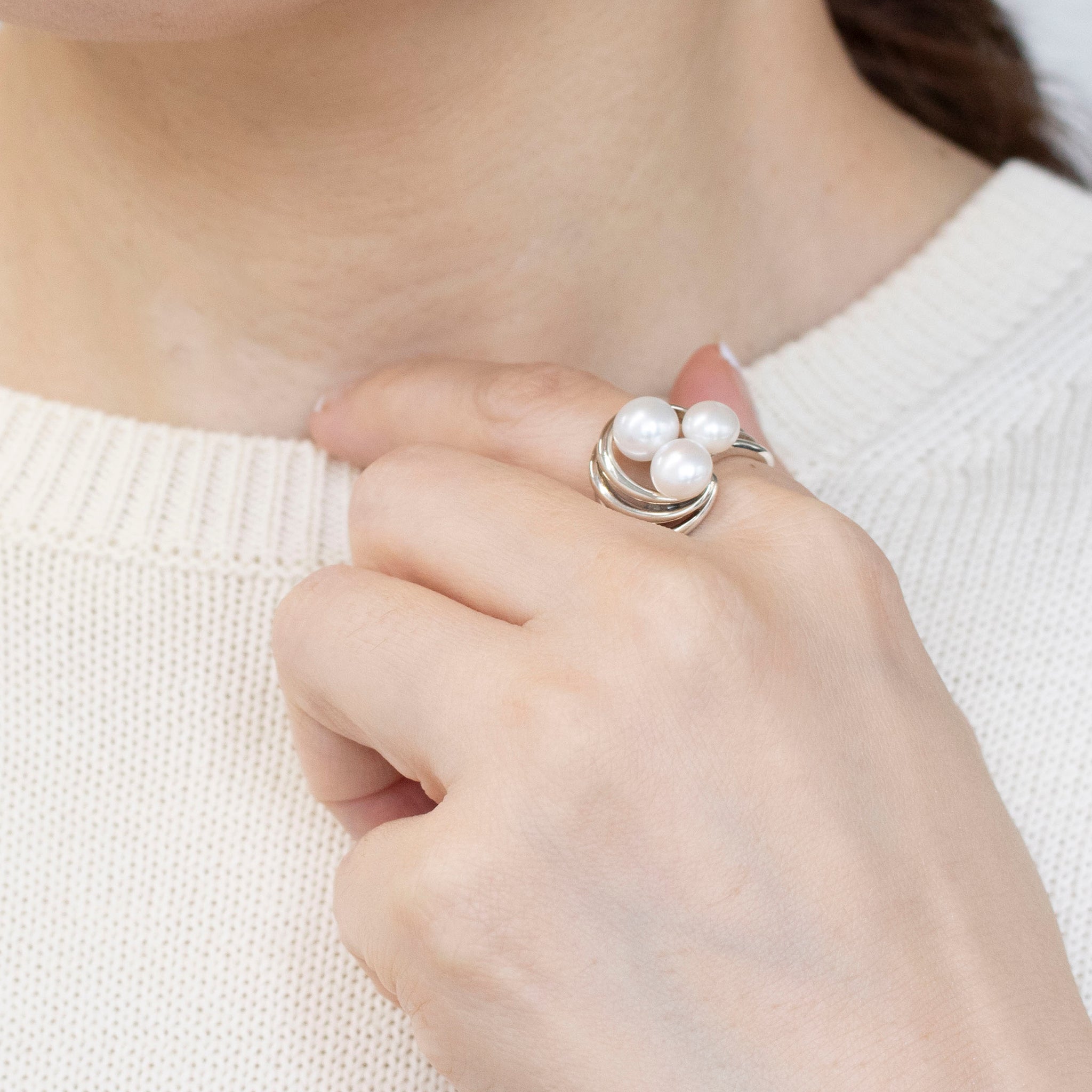 パール シルバーリング(淡水真珠/6月誕生石)《25V03811》