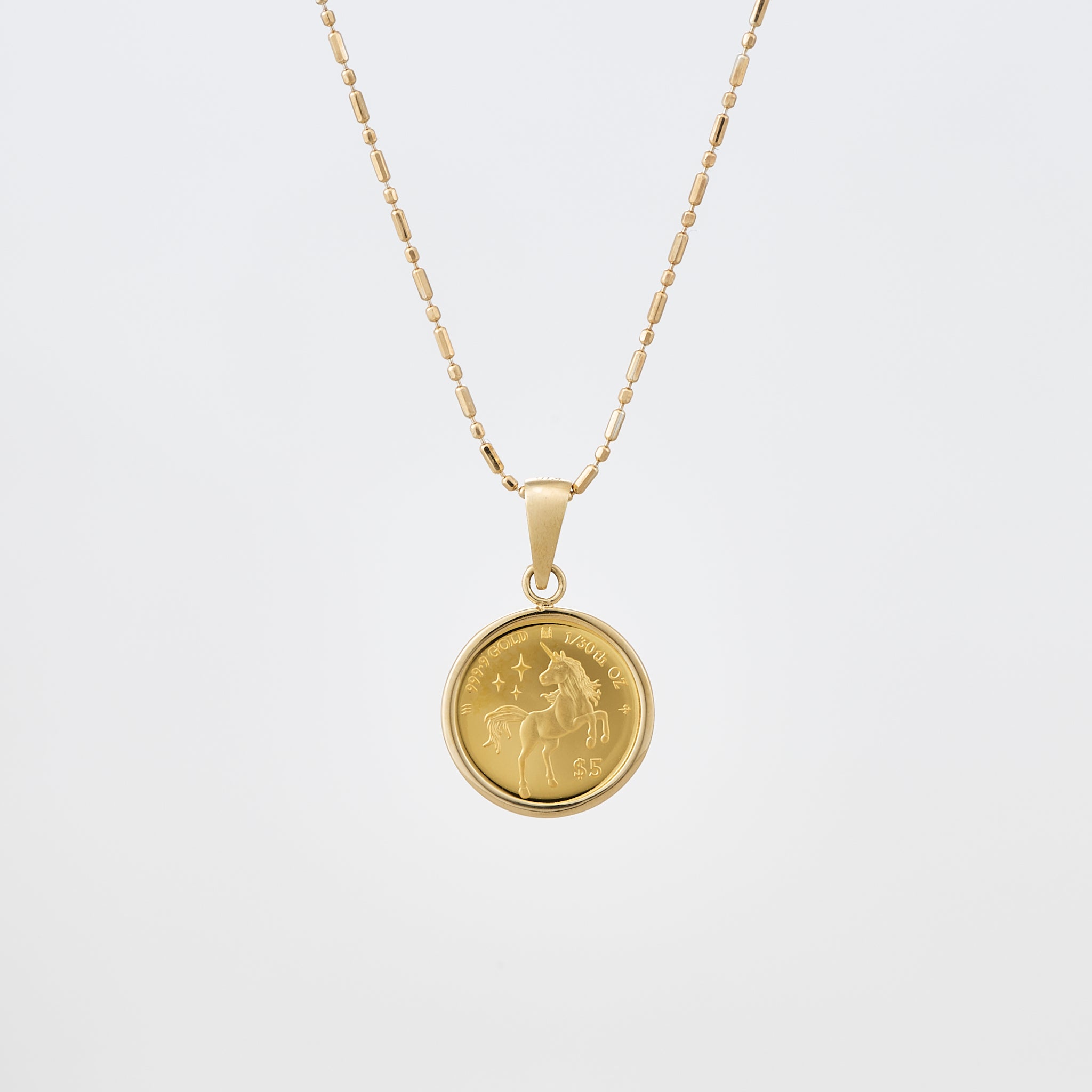 K24/K18ペンダント(純金/コイン/ユニコーンモチーフ/1/30oz)《25V04002》