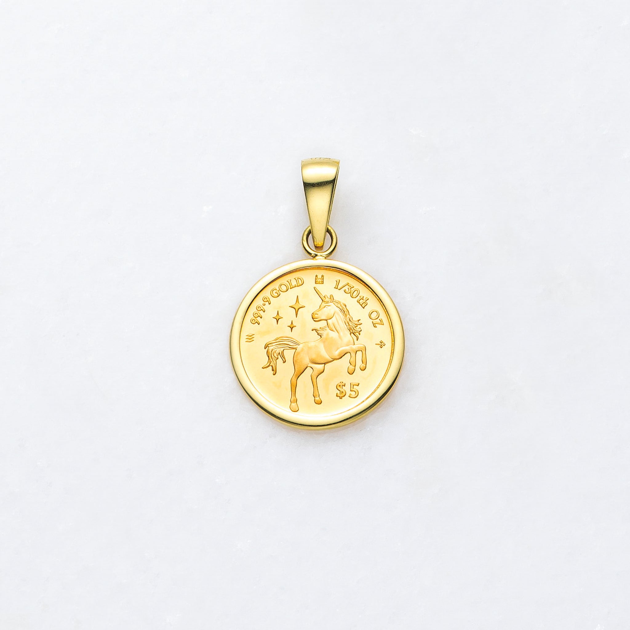 K24/K18ペンダント(純金/コイン/ユニコーンモチーフ/1/30oz)《25V04002》