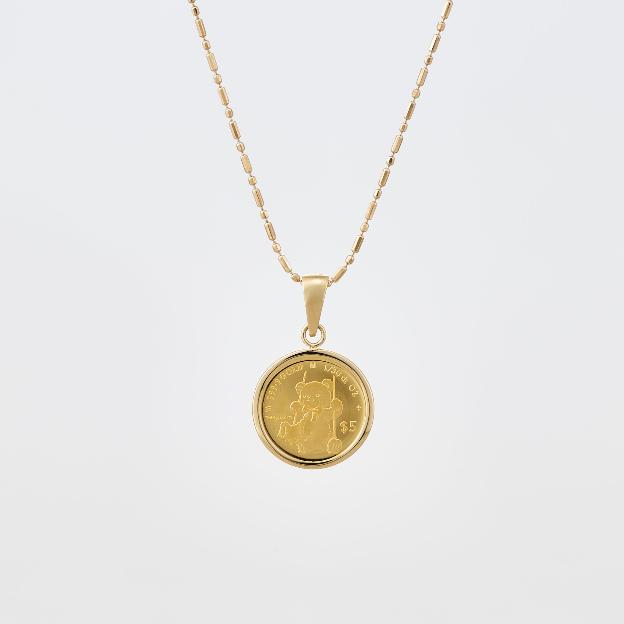 K24/K18ペンダント(純金/コイン/テディベアモチーフ/1/30oz)《25V04003》