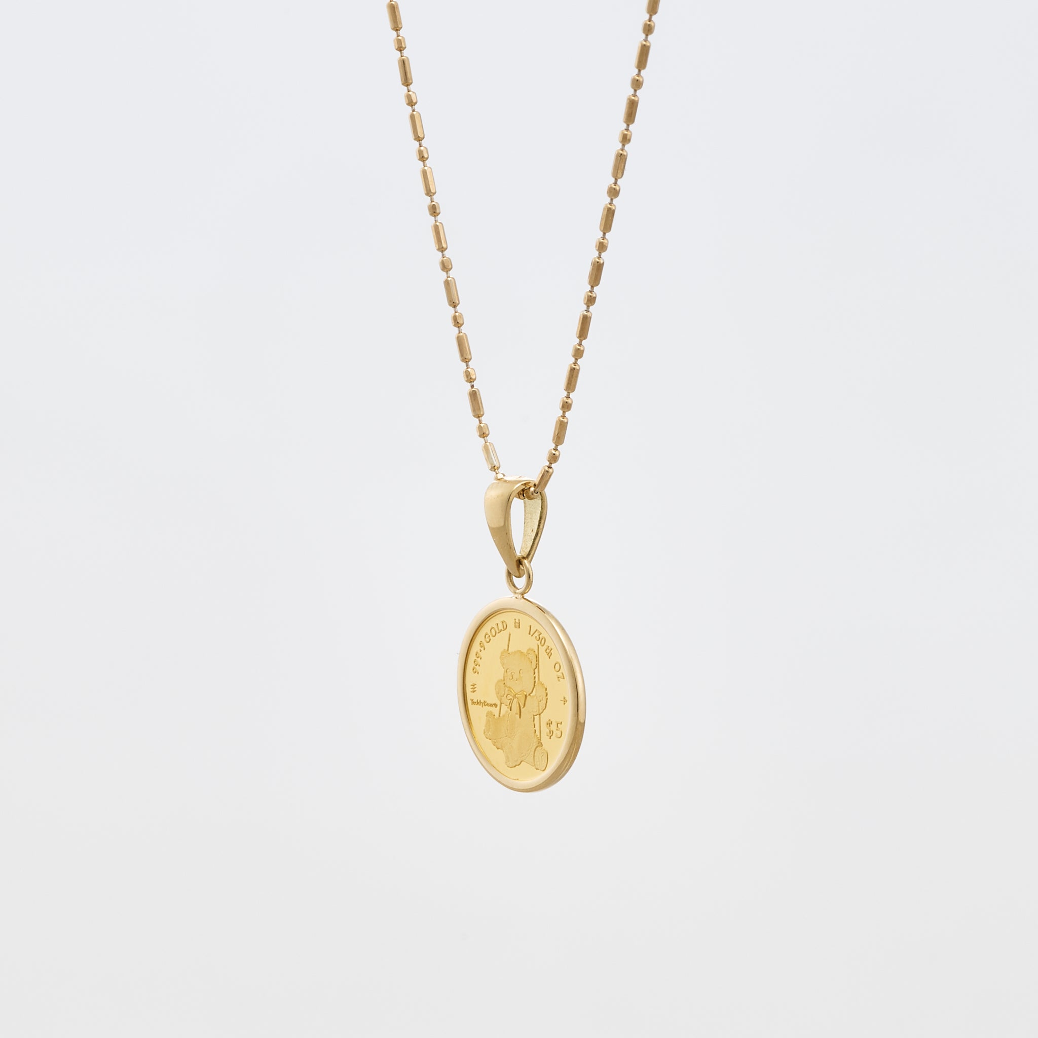 K24/K18ペンダント(純金/コイン/テディベアモチーフ/1/30oz)《25V04003》