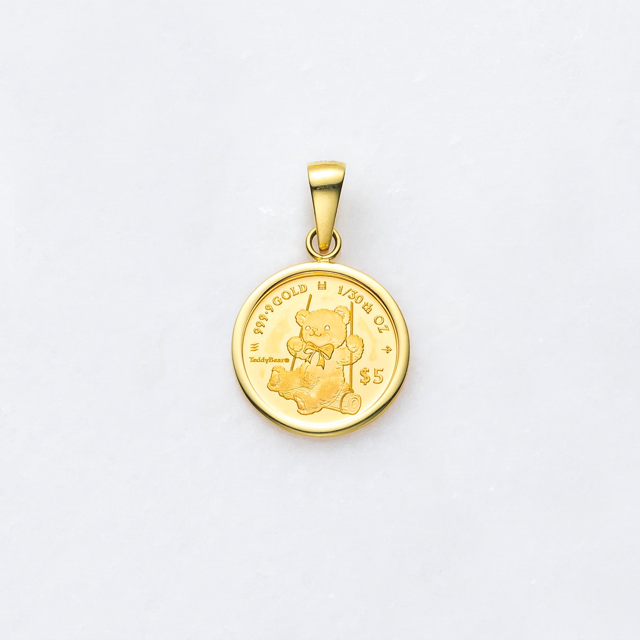 K24/K18ペンダント(純金/コイン/テディベアモチーフ/1/30oz)《25V04003》