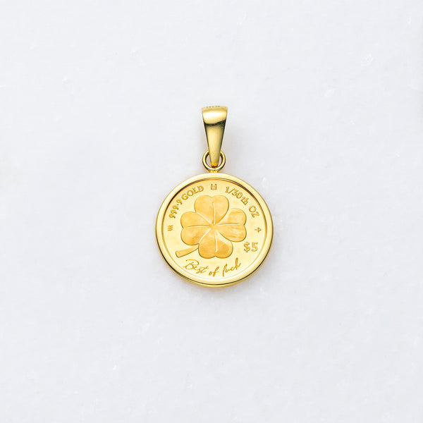 K24/K18ペンダント(純金/コイン/クローバーモチーフ/1/30oz)《25V04004