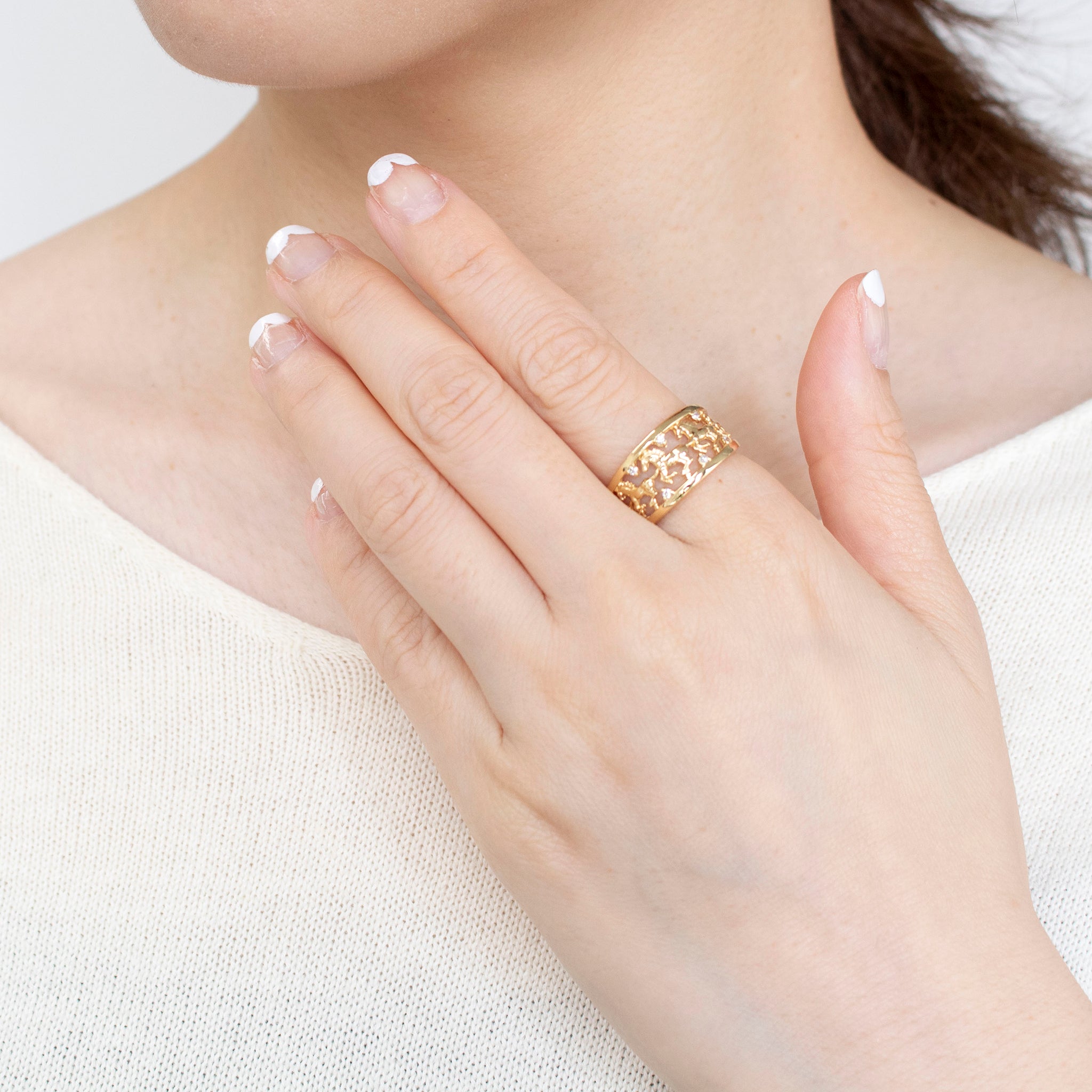 ダイヤモンド K18リング(馬モチーフ/馬九行久/うまくいく)《25V04201》