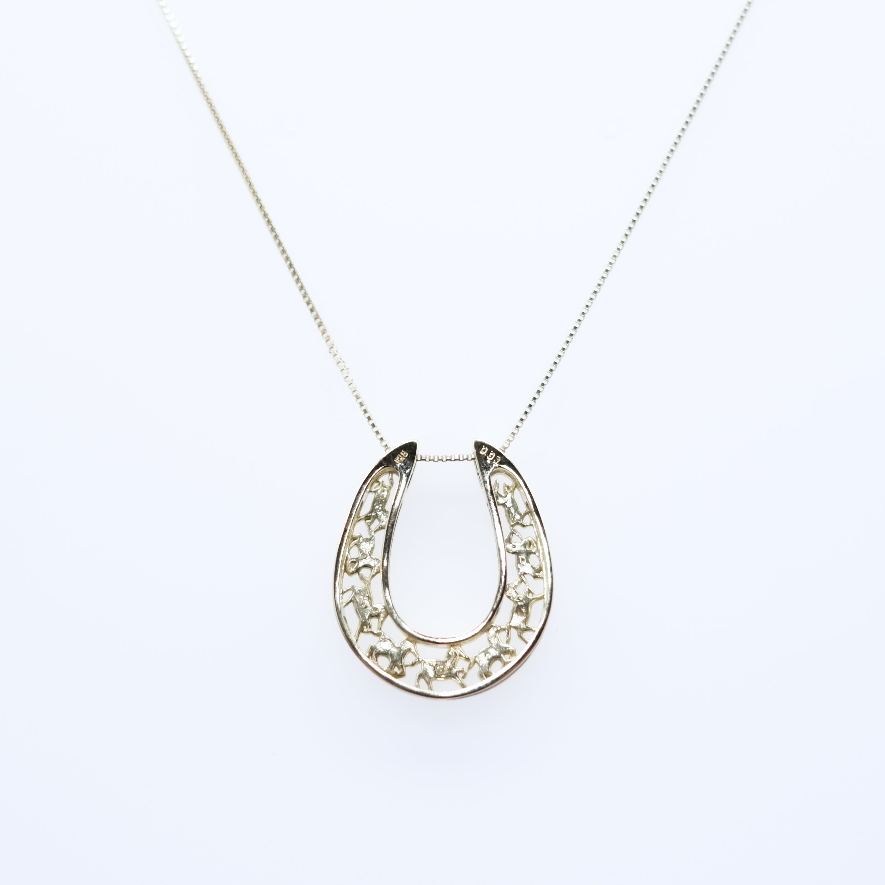 ダイヤモンド K18ネックレス(馬九行久(うまくいく）/4月誕生石)《25V04202》