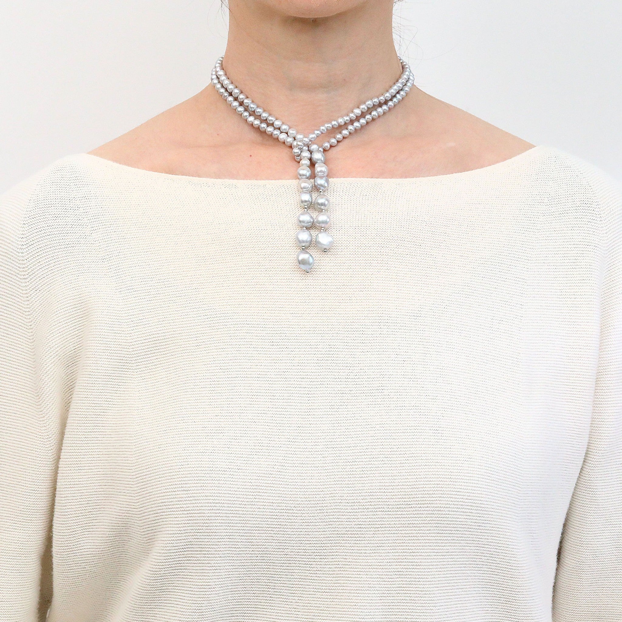 【限定40点】パール ネックレス(淡水真珠/淡水パールパーツ付/ロング/90cm/6月誕生石)《25V04702》