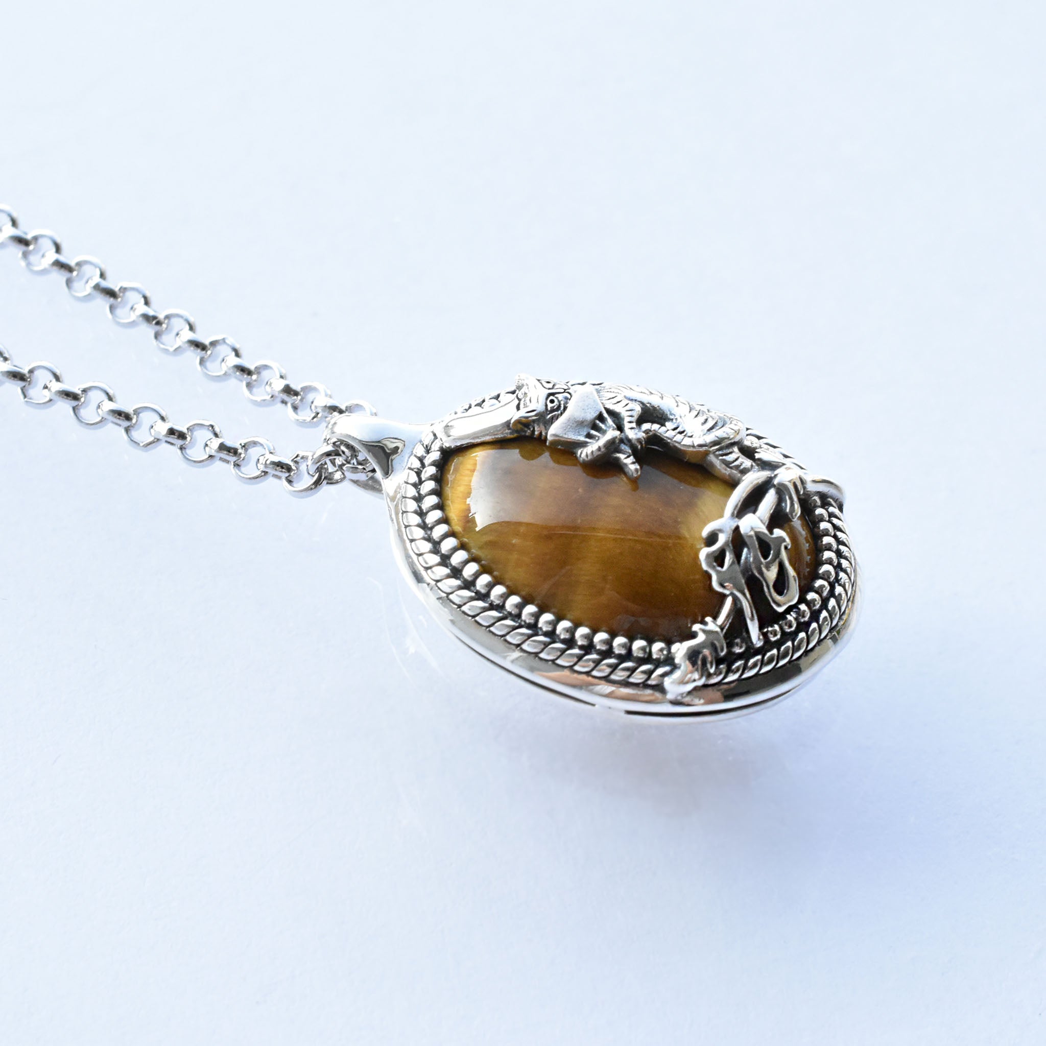 タイガーアイ シルバーネックレス(鳥獣戯画)《25V04802》