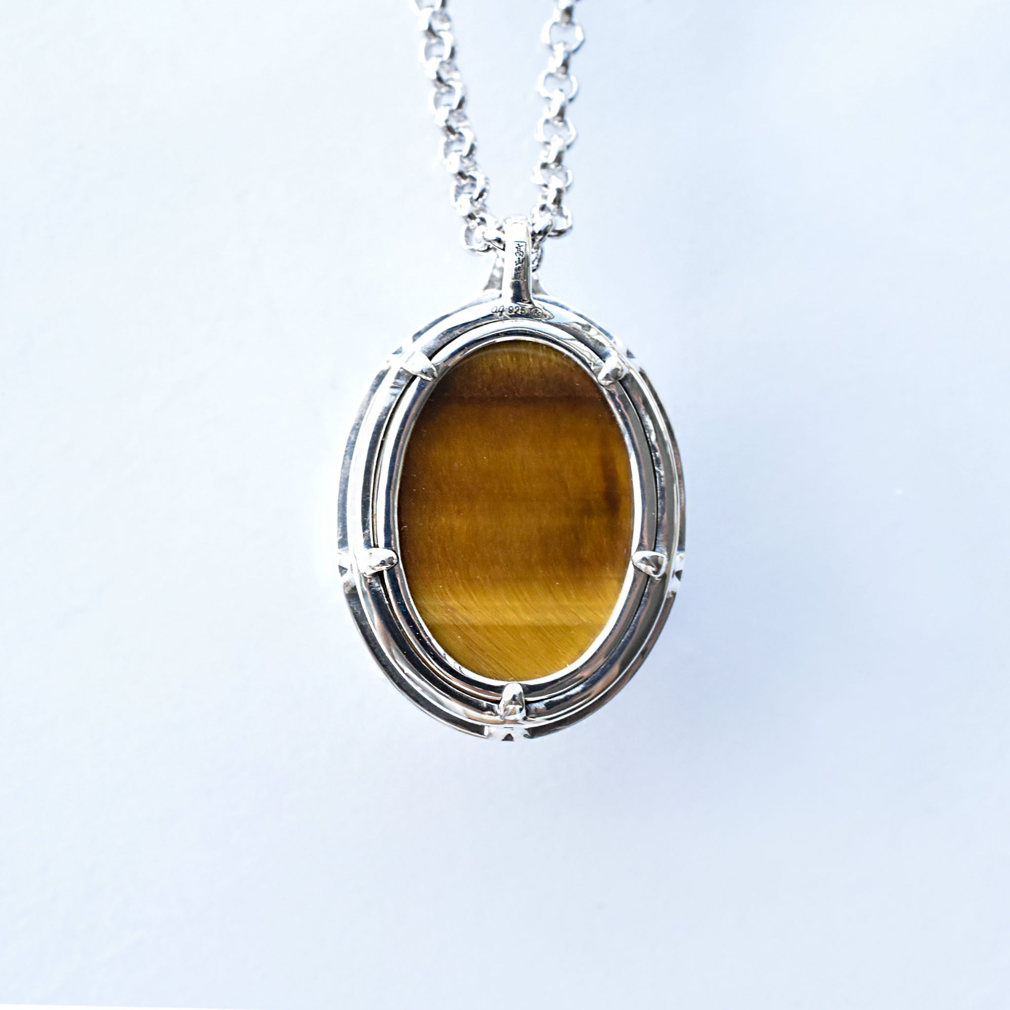 タイガーアイ シルバーネックレス(鳥獣戯画)《25V04802》