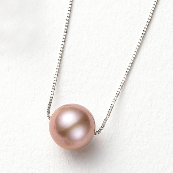 パール プラチナネックレス(淡水真珠/12mm/パープル系/スライドピン式