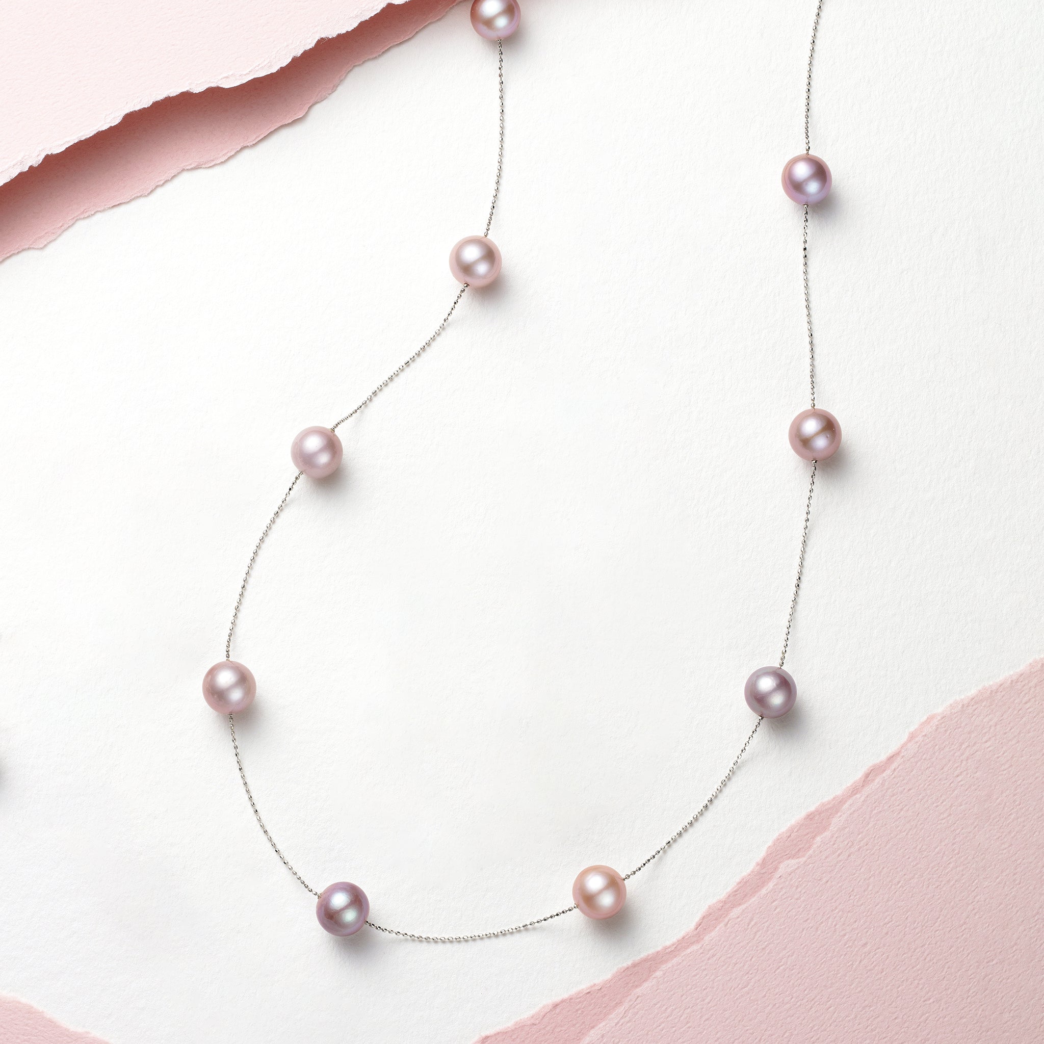 パール プラチナネックレス(淡水真珠/ロング/80cm/ステーション/6月誕生石)《26A00208》