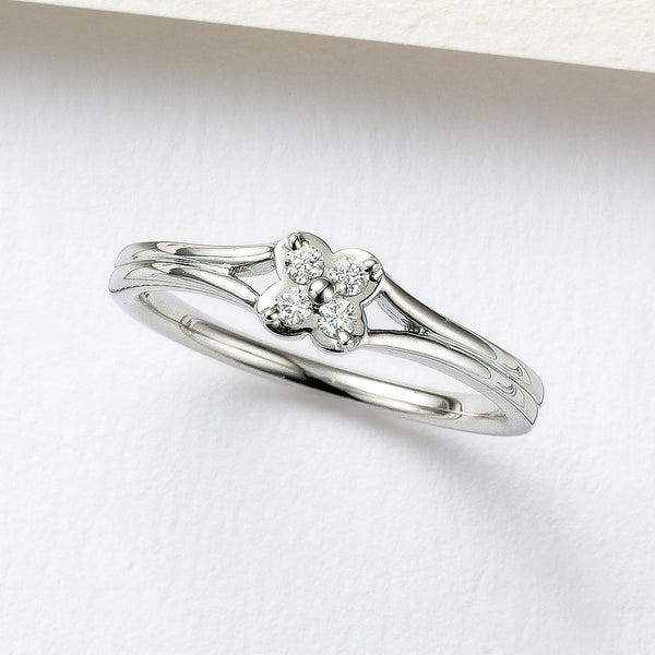 ダイヤモンド プラチナリング(クローバーモチーフ/4月誕生石