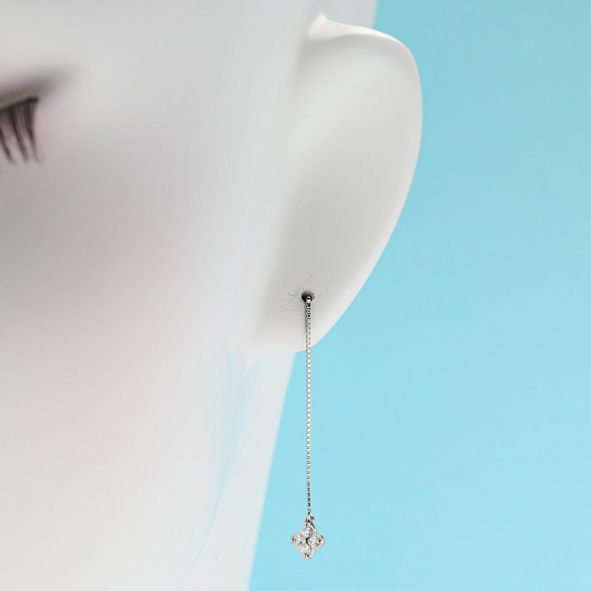 ダイヤモンド プラチナピアス(クローバーモチーフ/4月誕生石)《26A00311》