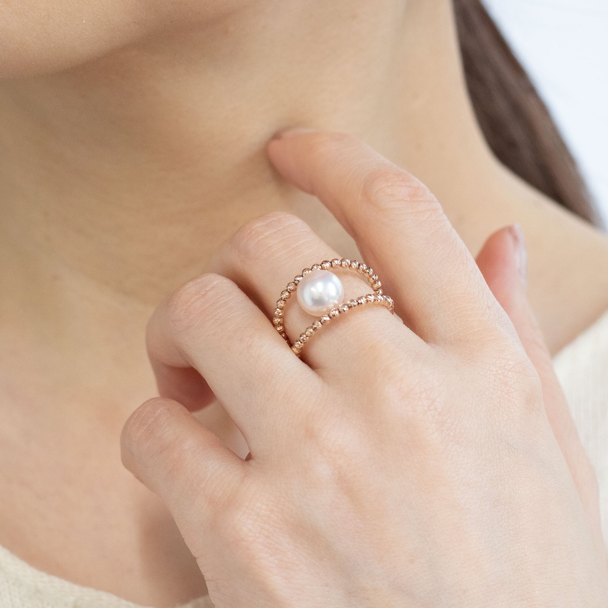 パール K18リング(アコヤ真珠/フリーサイズ/6月誕生石)《26A00406》