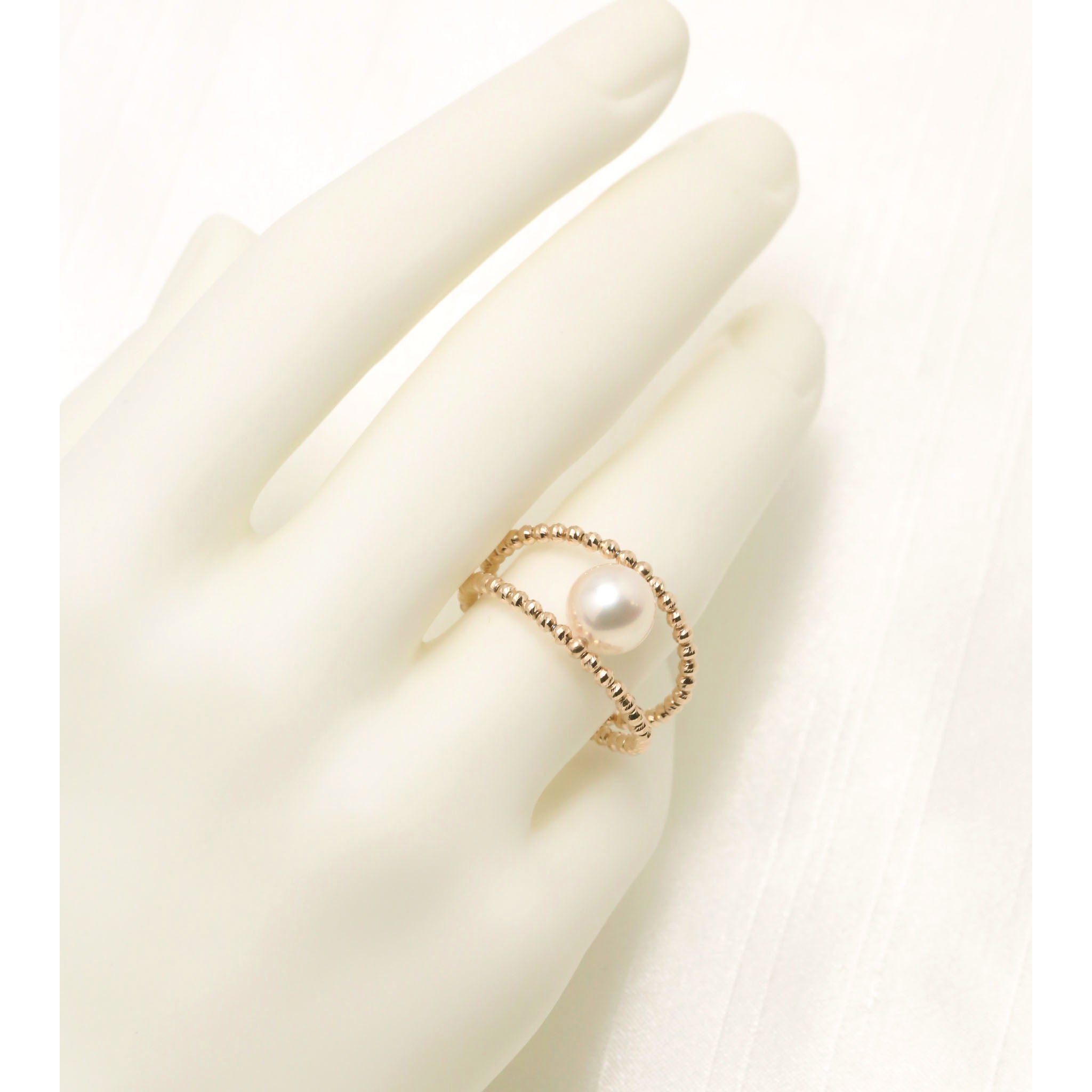 パール K18リング(アコヤ真珠/フリーサイズ/6月誕生石)《26A00406》