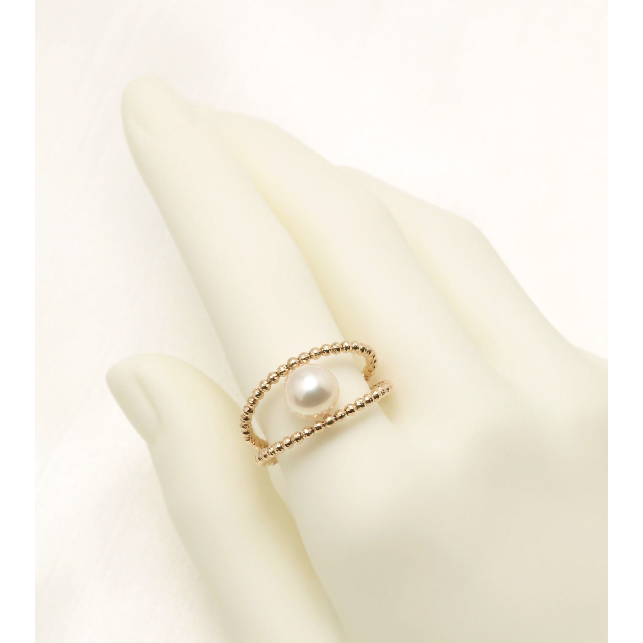 パール K18リング(アコヤ真珠/フリーサイズ/6月誕生石)《26A00406》