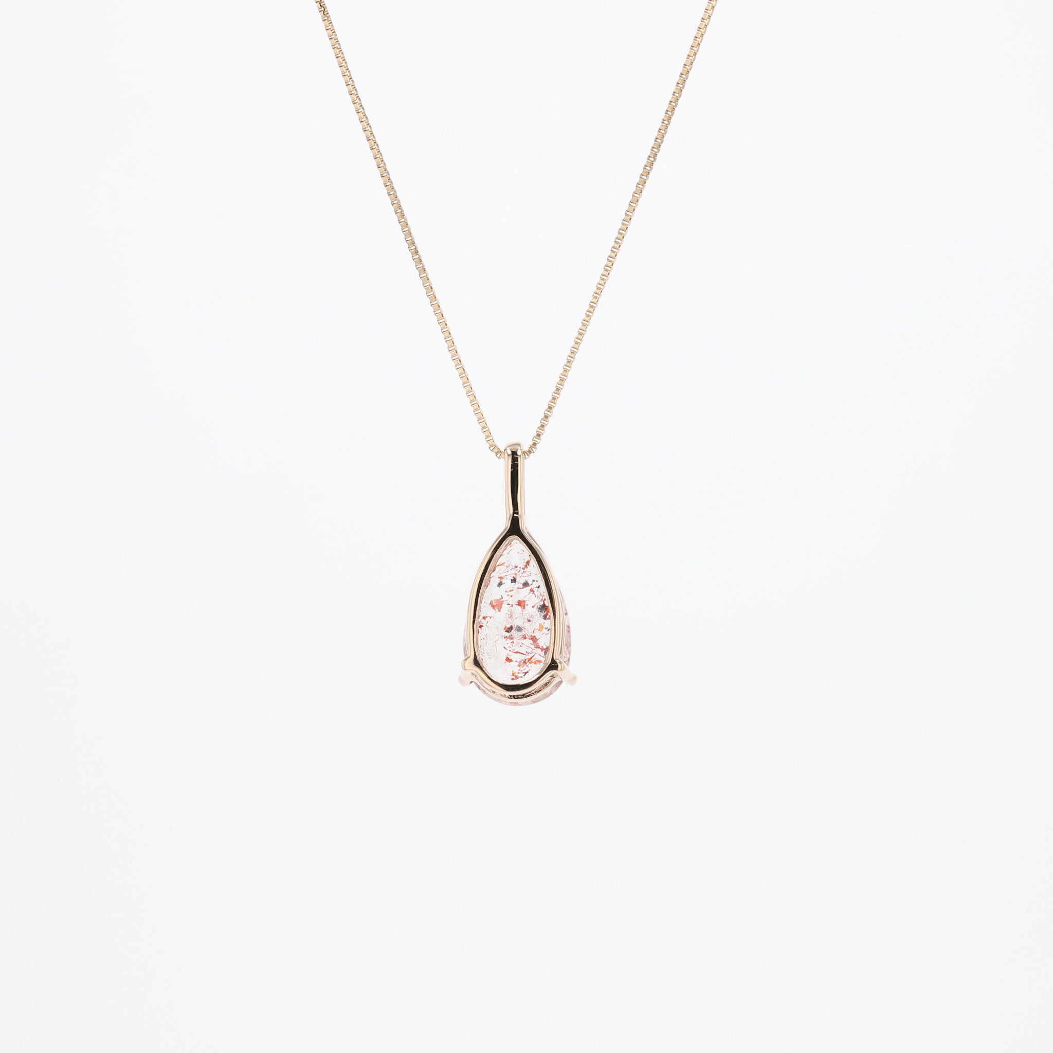 【限定1点】ストロベリークォーツ/ダイヤモンド K18ネックレス(2.30カラット/ペアシェイプ/鑑別書付)《26A00602》