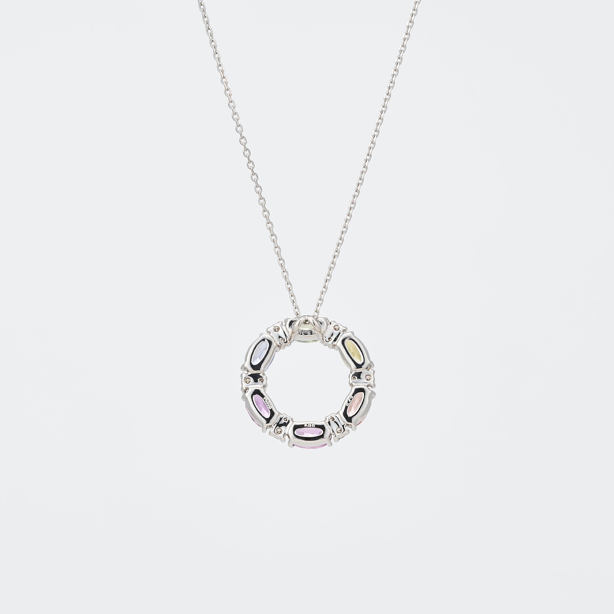 サファイア/ダイヤモンド プラチナネックレス(マルチカラー/9月誕生石)《26A00603》