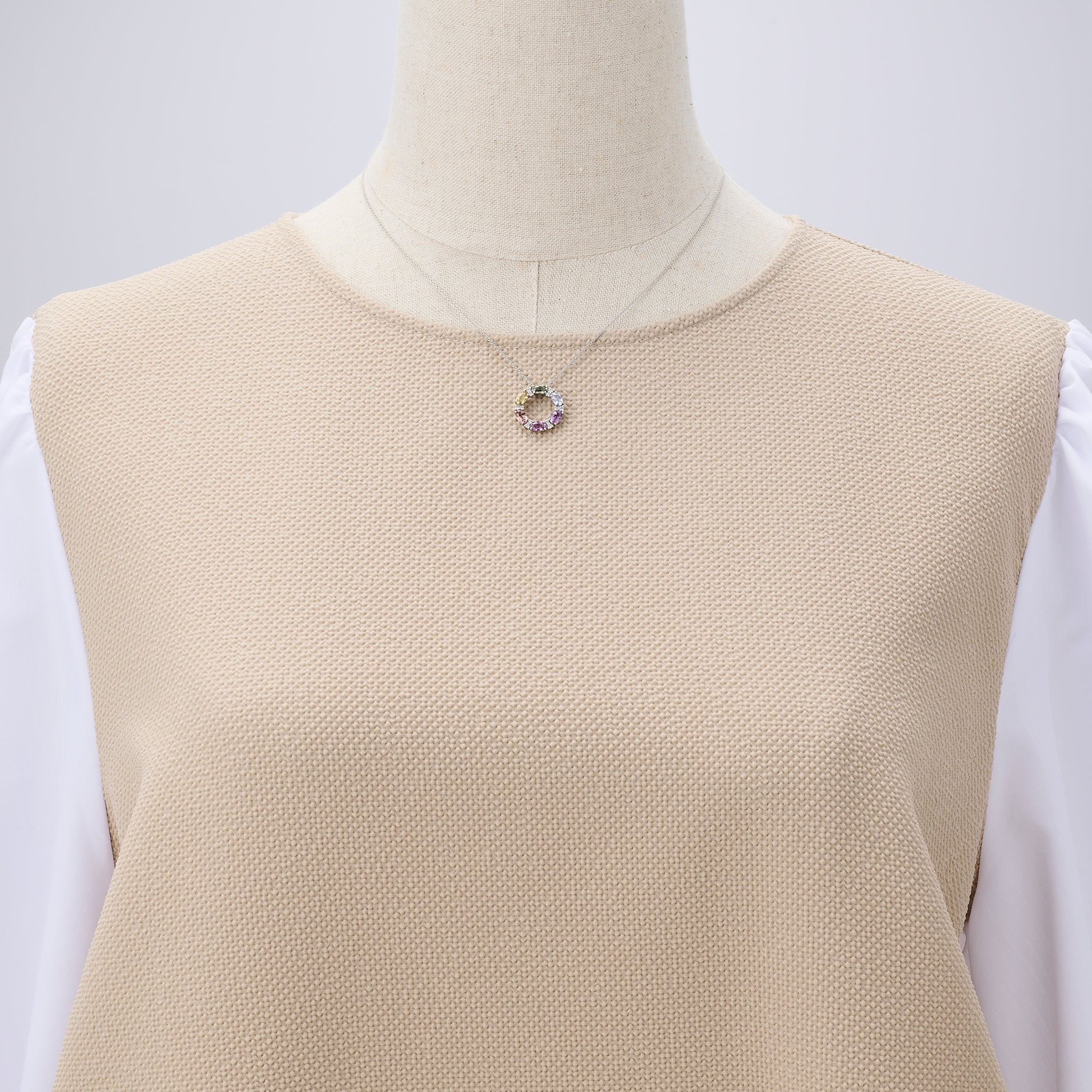 サファイア/ダイヤモンド プラチナネックレス(マルチカラー/9月誕生石)《26A00603》