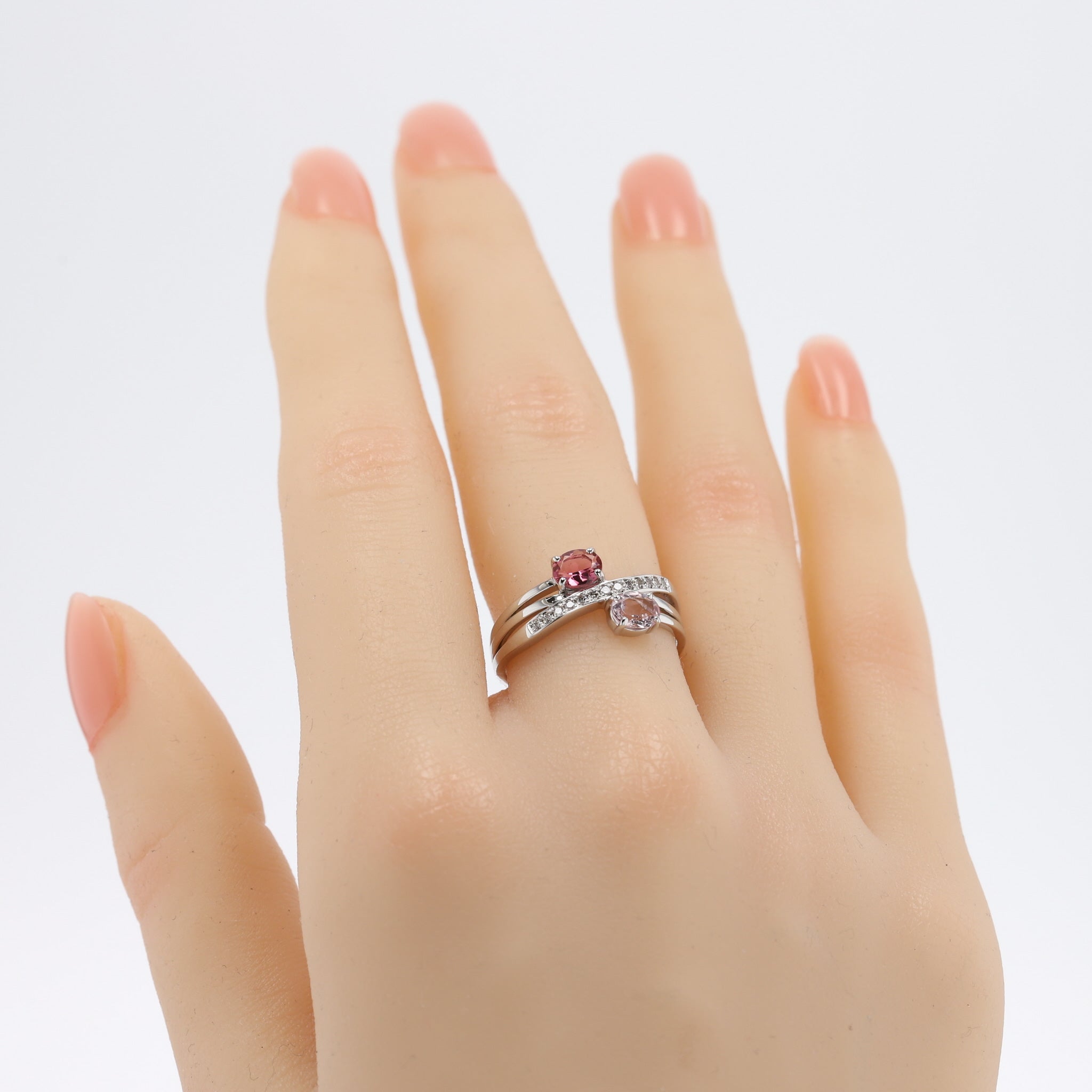 ピンクトルマリン/モルガナイト プラチナリング《26A00605》