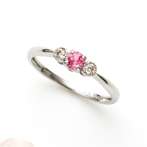 ピンクスピネル/ダイヤモンド プラチナリング(8月誕生石)《26A00606