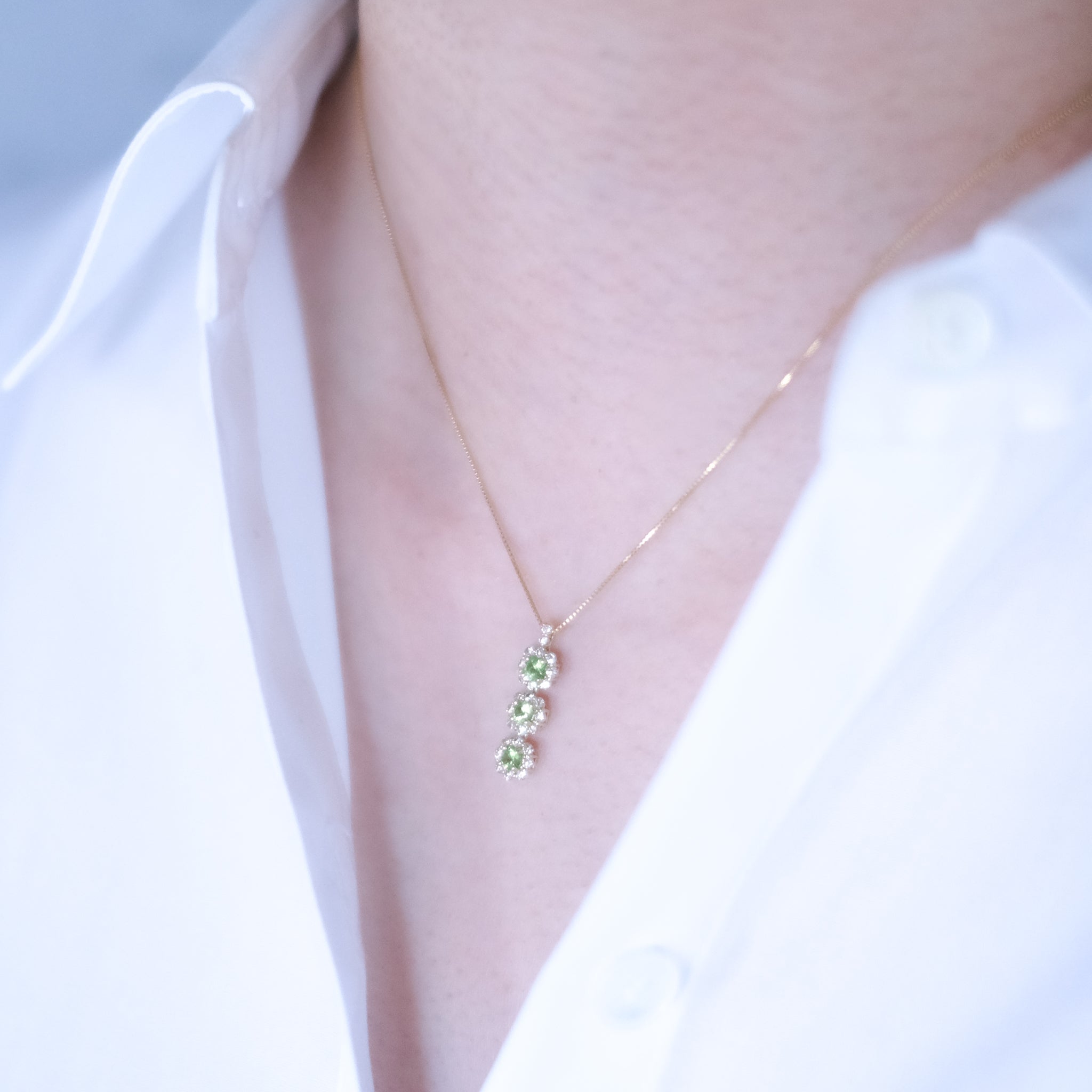 デマントイドガーネット/ダイヤモンド K18ネックレス(1月誕生石)《26A00701》