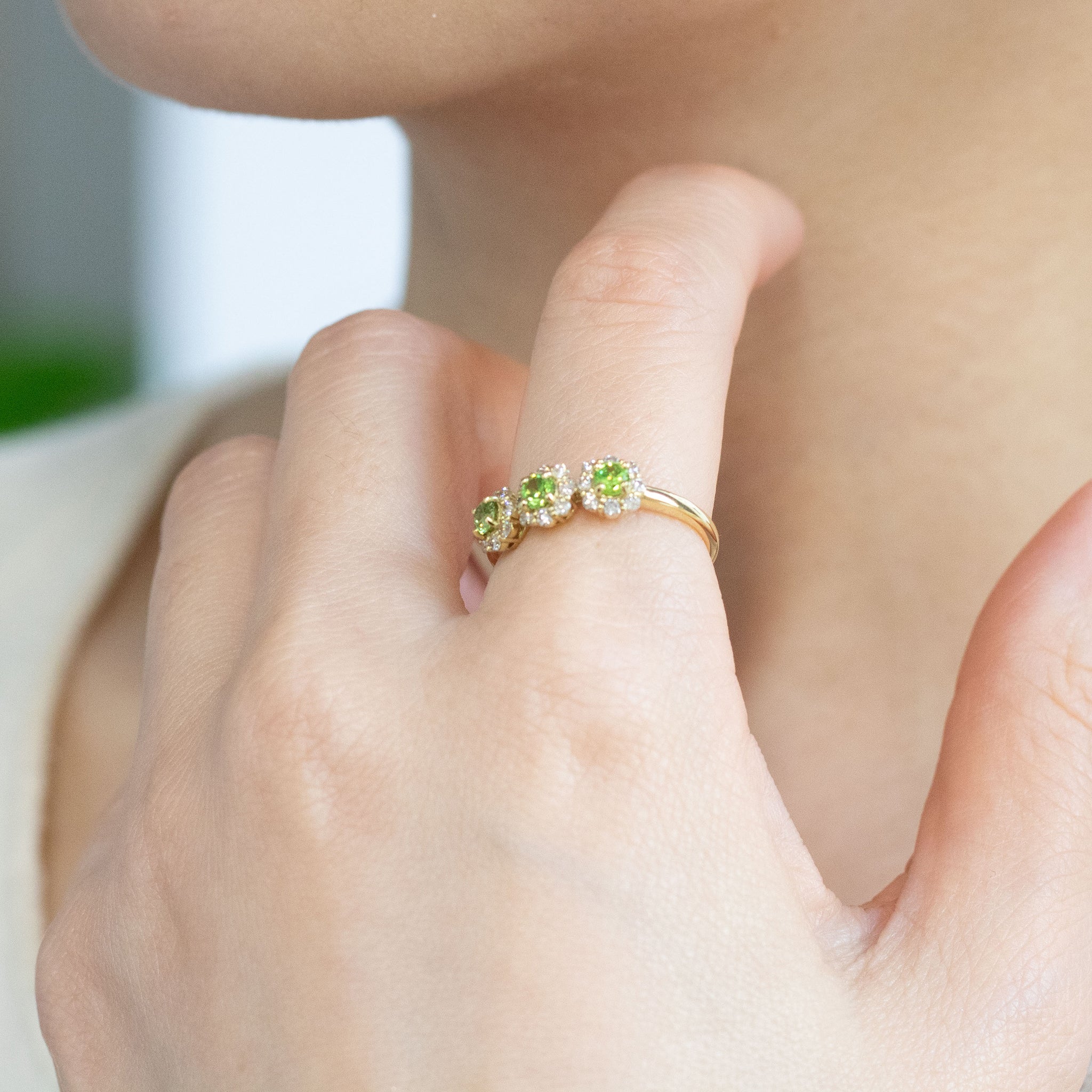 デマントイドガーネット/ダイヤモンド K18リング(1月誕生石)《26A00702》