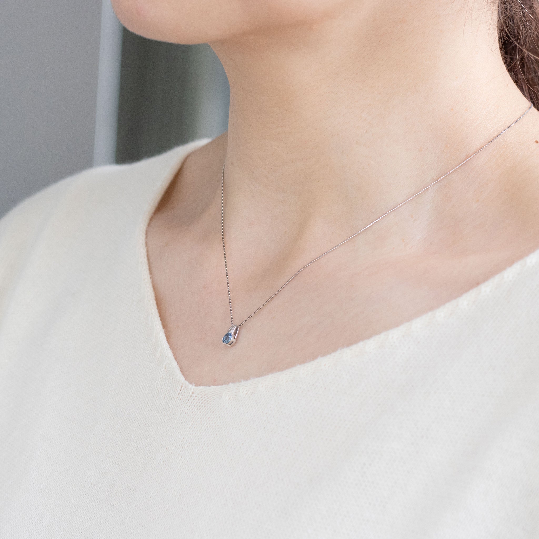 アクアマリン/ダイヤモンド プラチナネックレス(サンタマリアカラー/3月誕生石/鑑別書付)《26A00705》