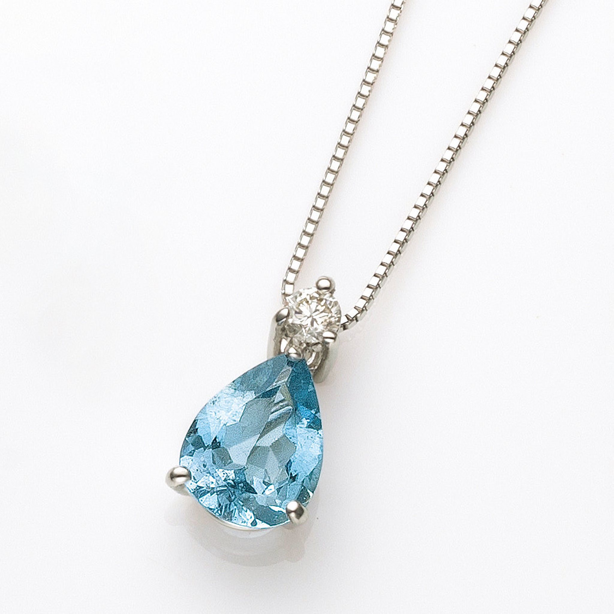 アクアマリン/ダイヤモンド プラチナネックレス(0.7カラット/サンタ