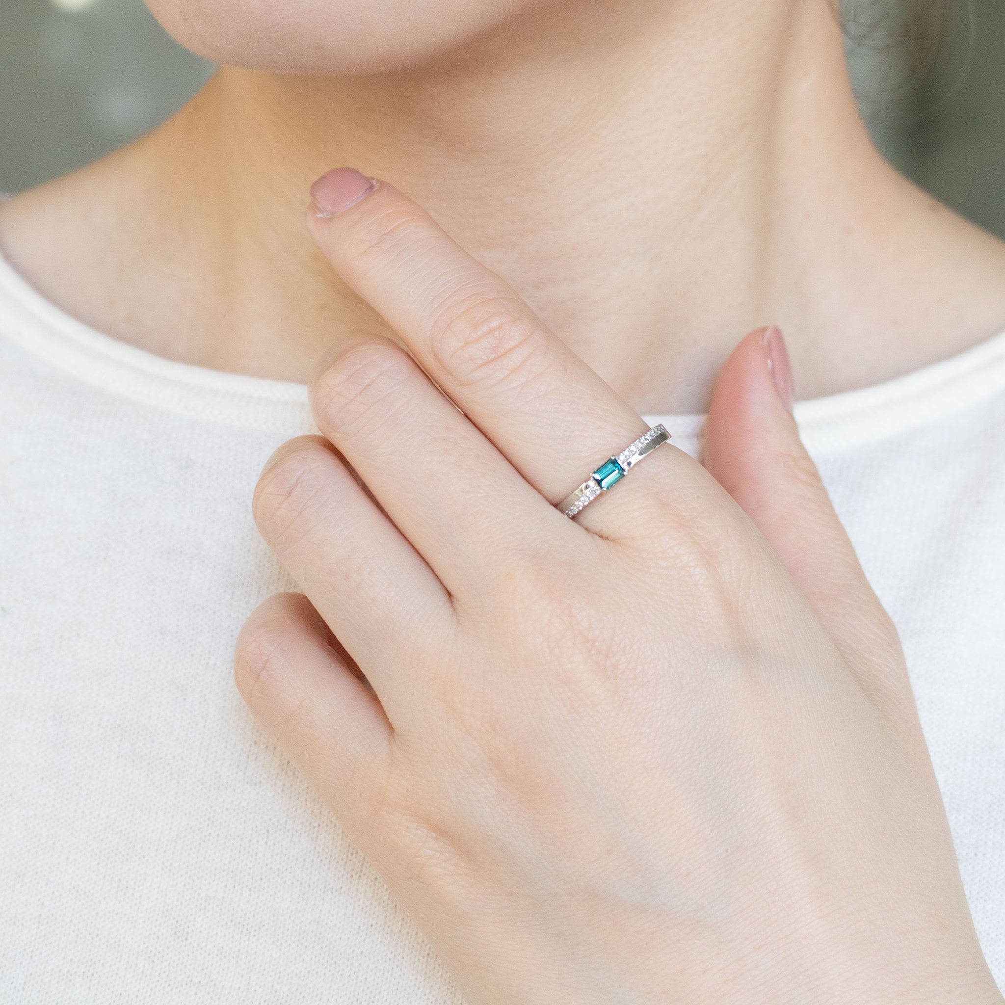 【限定2点】インディゴライト/ダイヤモンド プラチナリング(10月誕生石/鑑別書付)《26A00801》