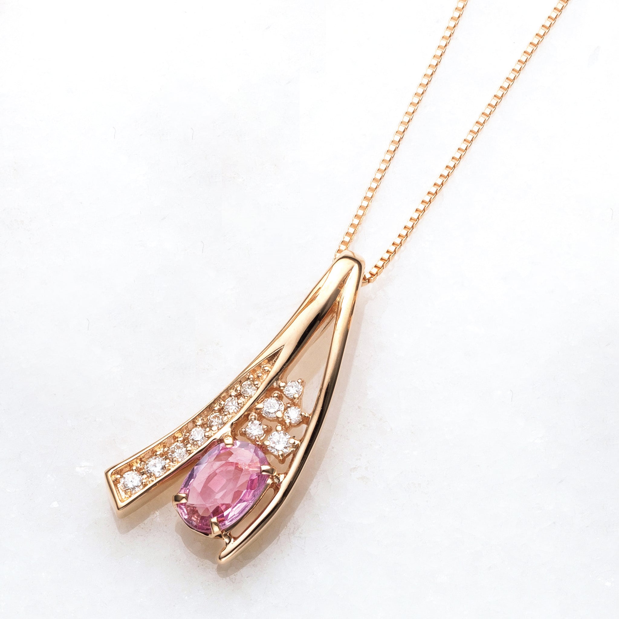 限定3点】パパラチアサファイア/ダイヤモンド K18ネックレス(9月誕生石