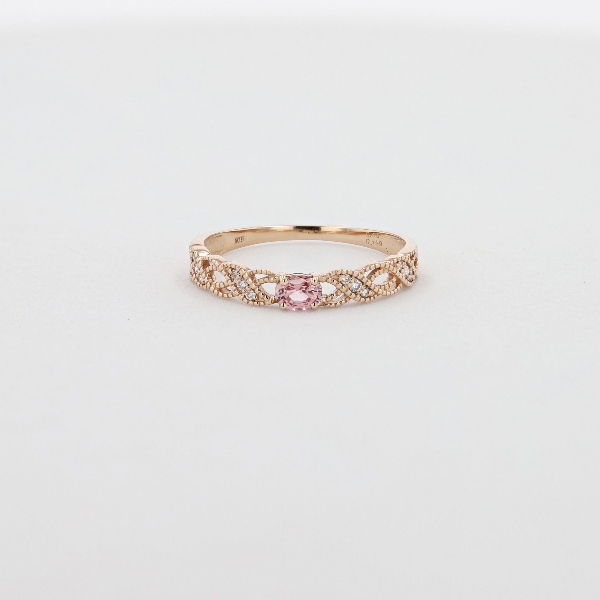 パパラチアサファイア/ダイヤモンド K18リング(9月誕生石/鑑別書付)《26A00808》