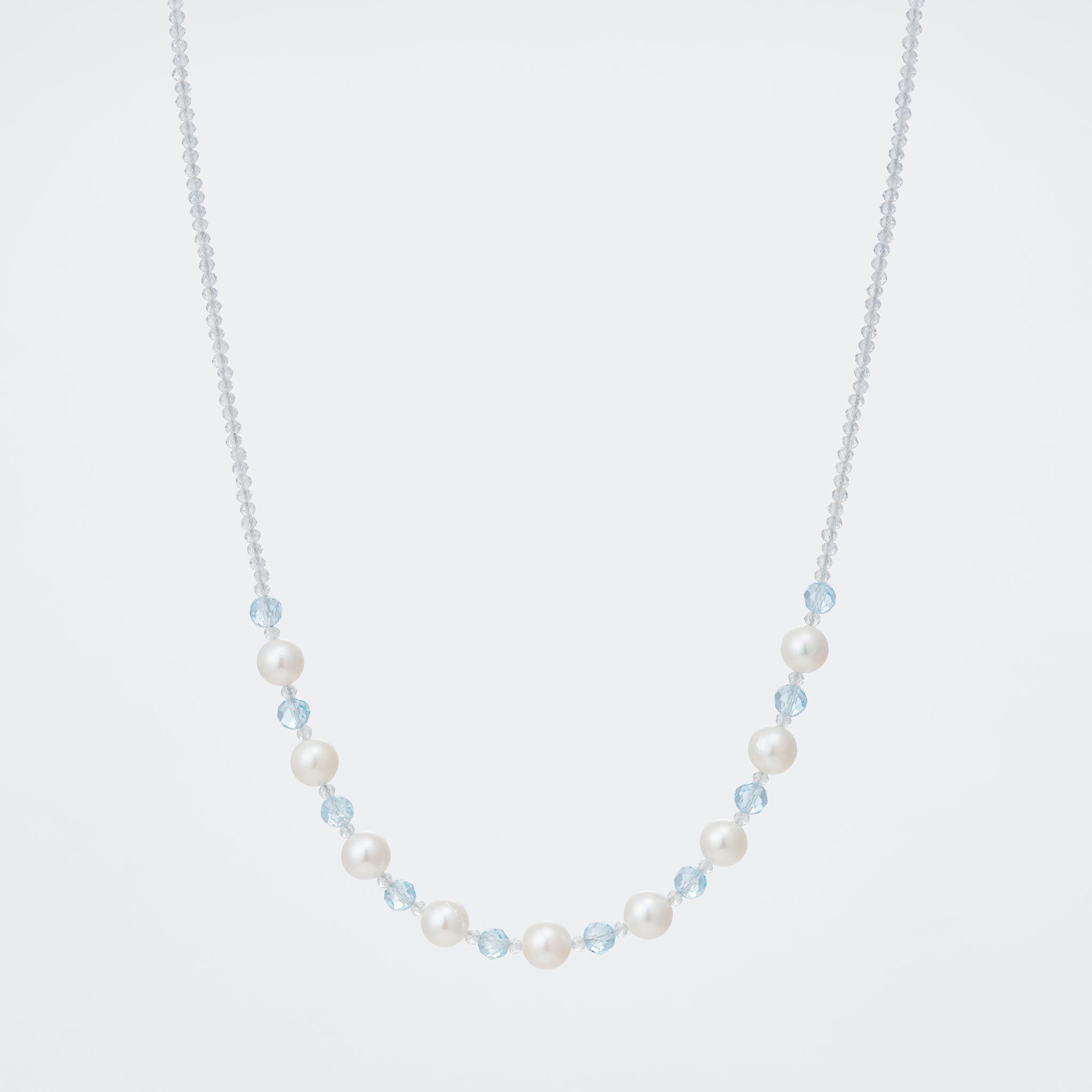 パール/ブルートパーズ ネックレス《26A01007》