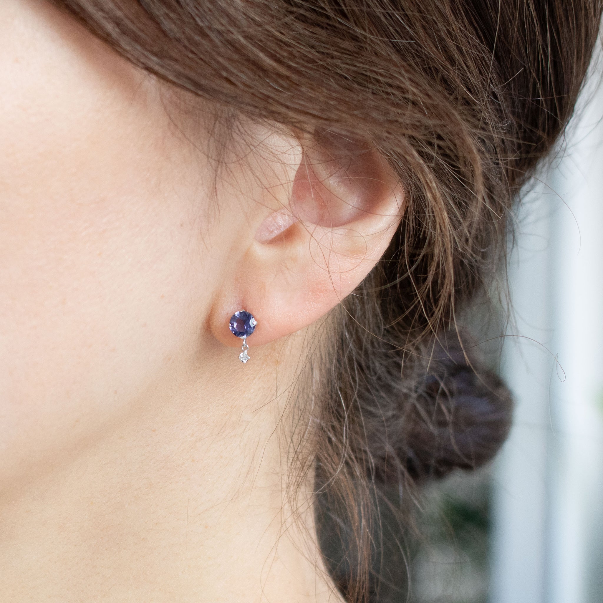 アイオライト/ダイヤモンド プラチナピアス(3月誕生石)《26A01205》