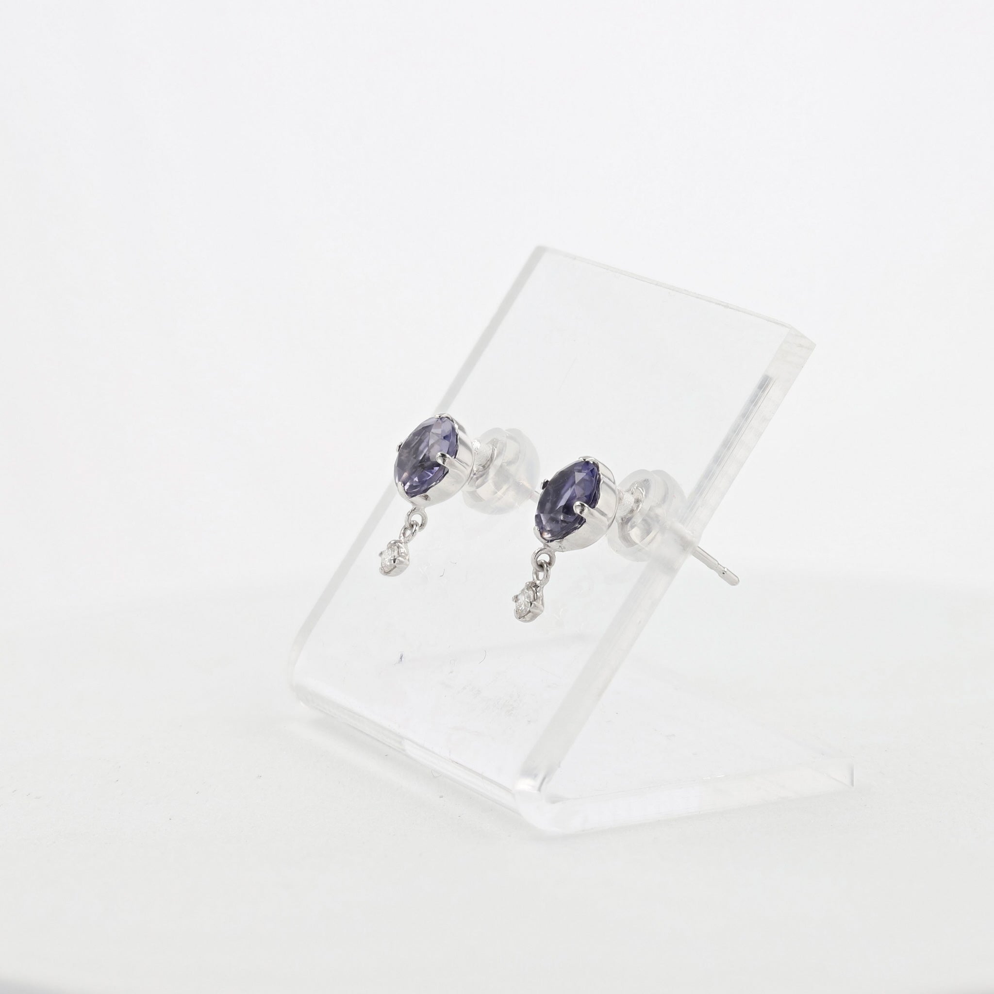 アイオライト/ダイヤモンド プラチナピアス(3月誕生石)《26A01205》