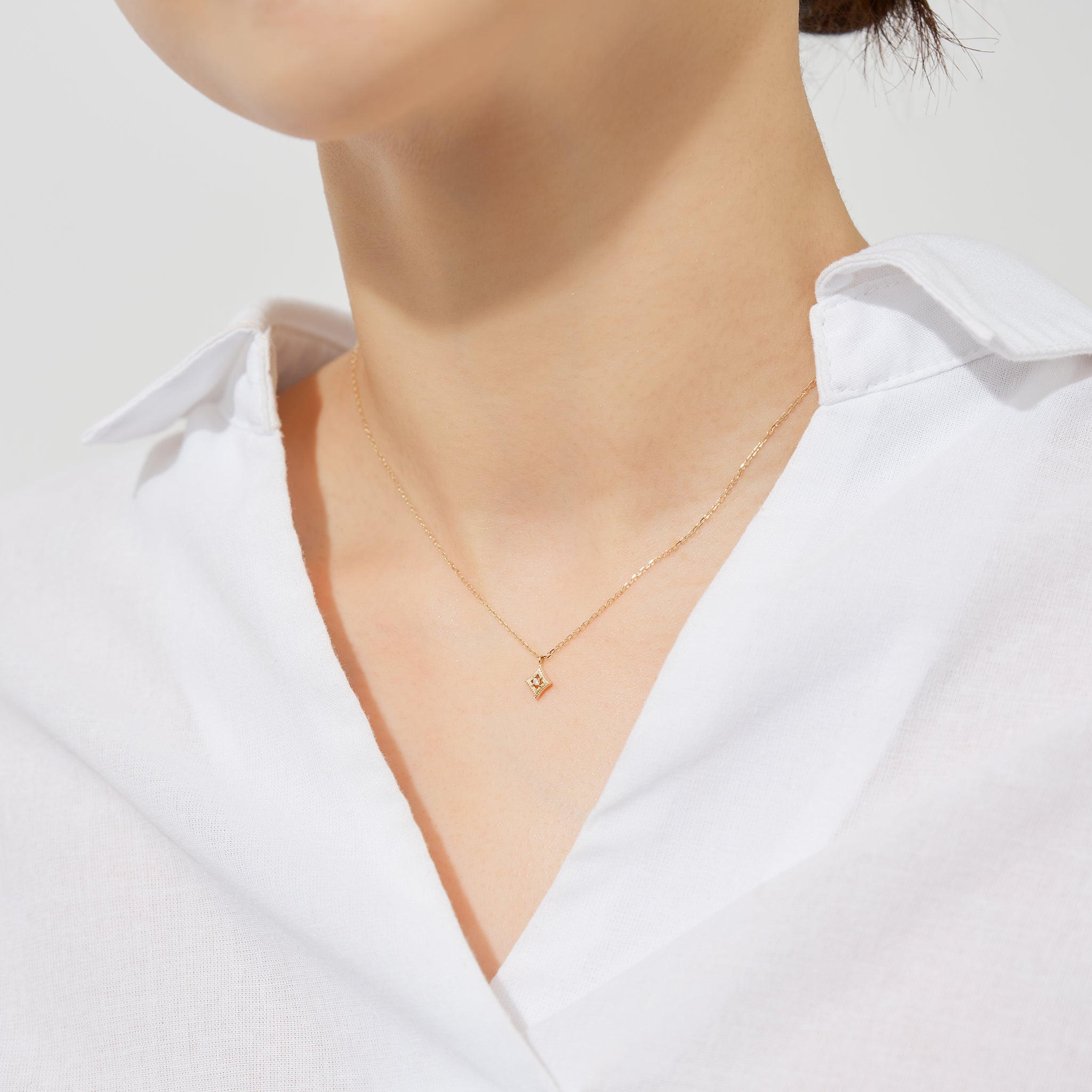 ダイヤモンド K10ネックレス(4月誕生石)《26A01301》