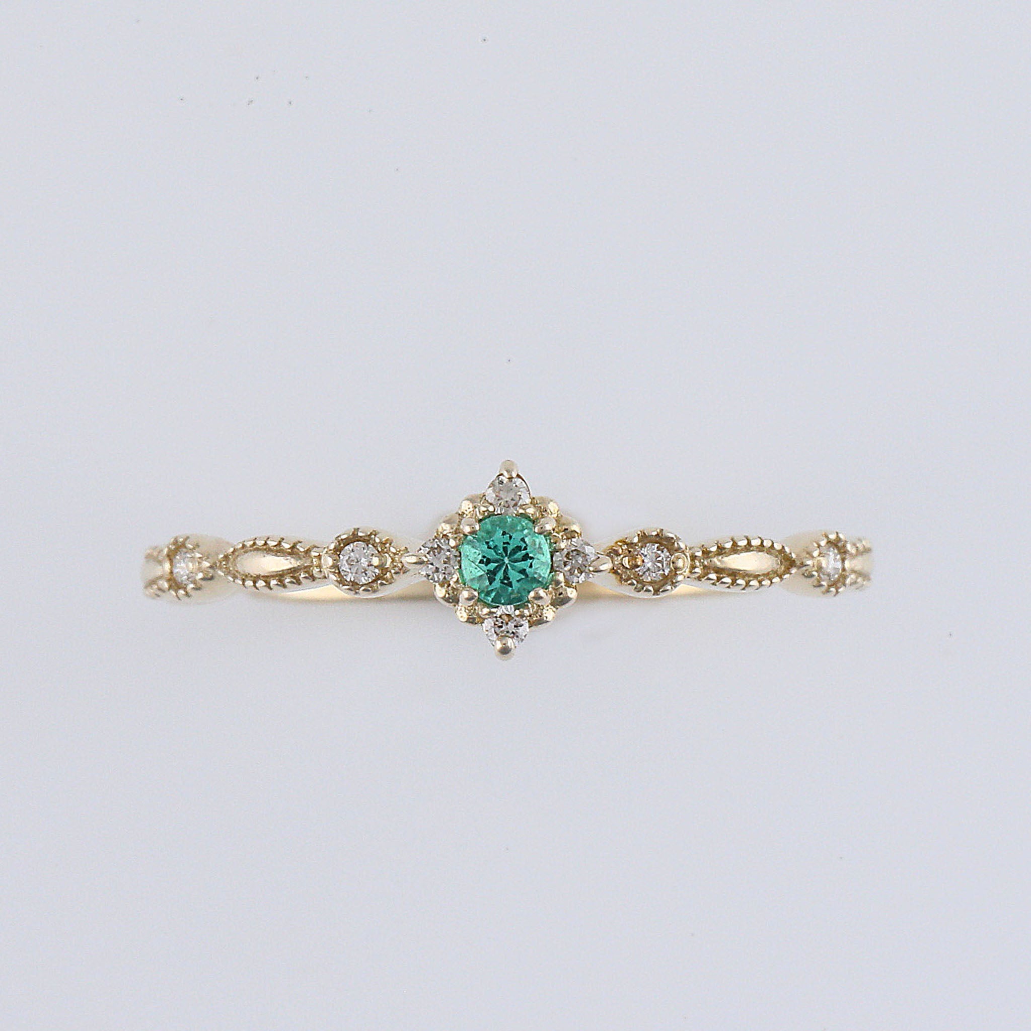 エメラルド/ダイヤモンド K10リング(5月誕生石)《26A01306》