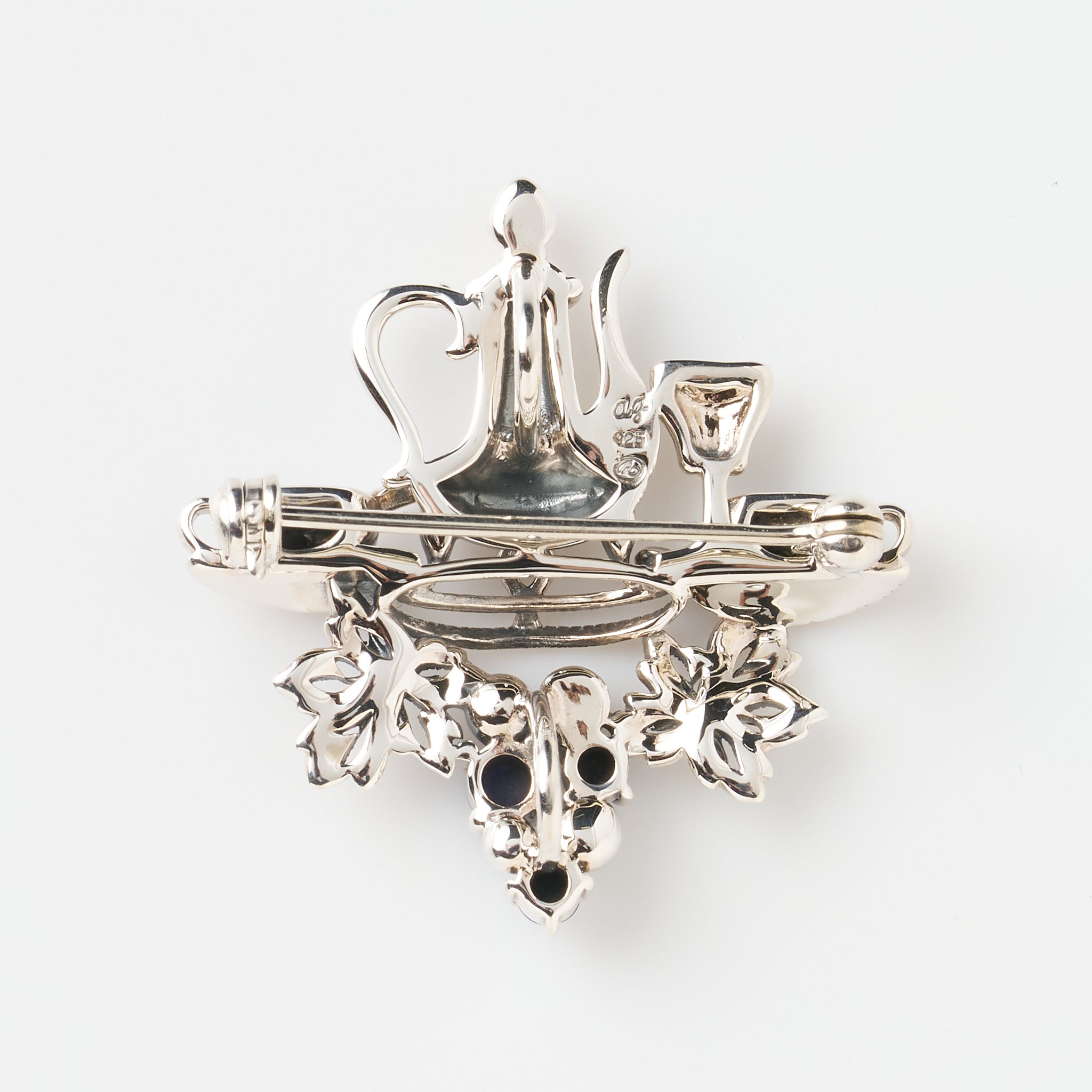 ラピスラズリ/マルカジット シルバーブローチ兼ペンダントトップ(モネ「昼食」モチーフ)《26A01401》