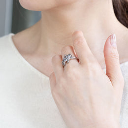 ホワイトトパーズ/ラブラドライト シルバーリング(リボンモチーフ)《26A01407》