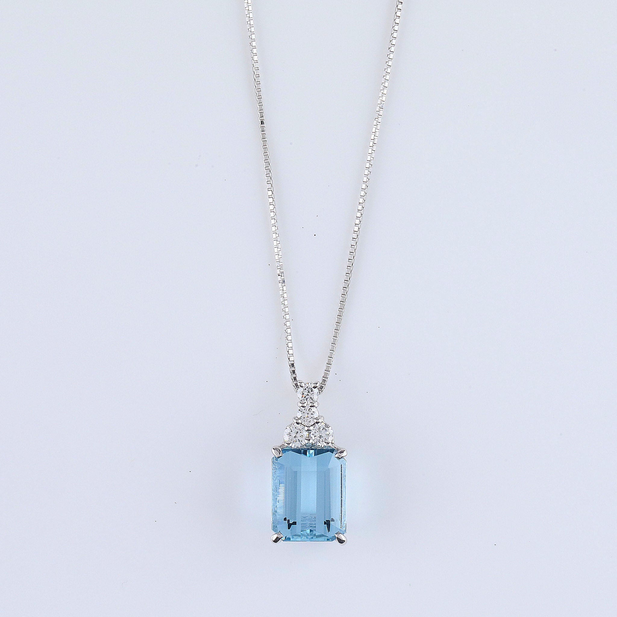 【限定1点】アクアマリン/ダイヤモンド プラチナネックレス(2.89カラット/ステップカット/3月誕生石)《26A01601》