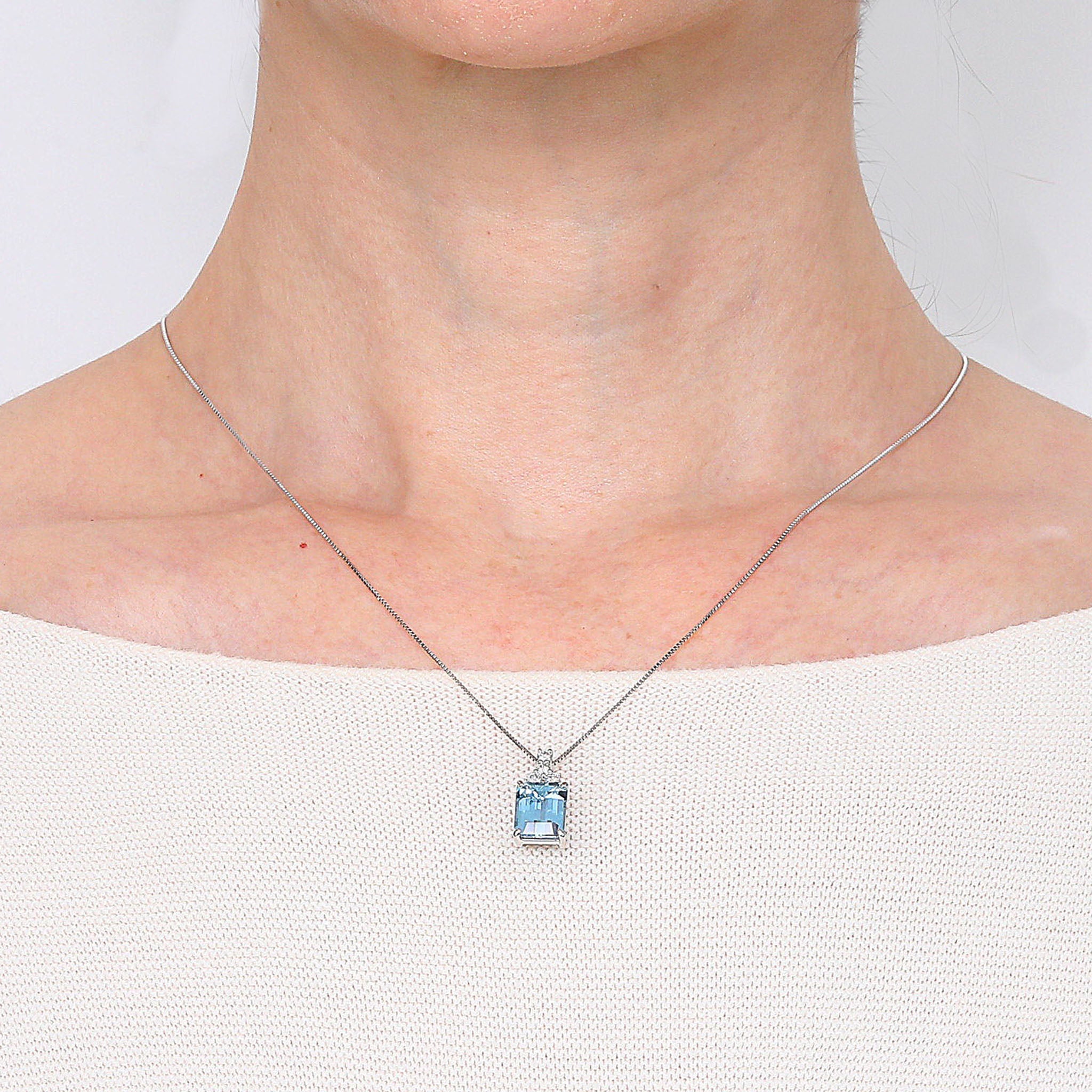 【限定1点】アクアマリン/ダイヤモンド プラチナネックレス(2.89カラット/ステップカット/3月誕生石)《26A01601》