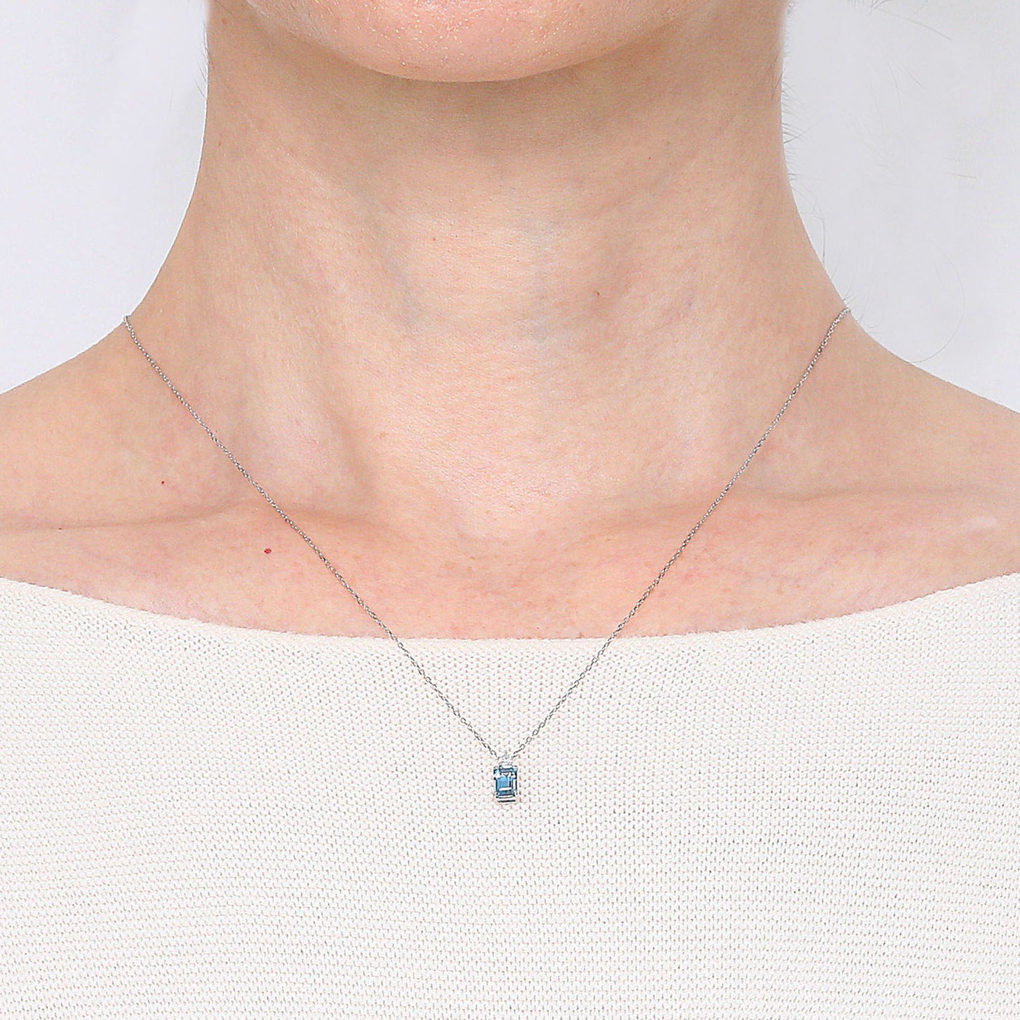 【限定1点】アクアマリン/ダイヤモンド プラチナネックレス(ステップカット/3月誕生石)《26A01602》