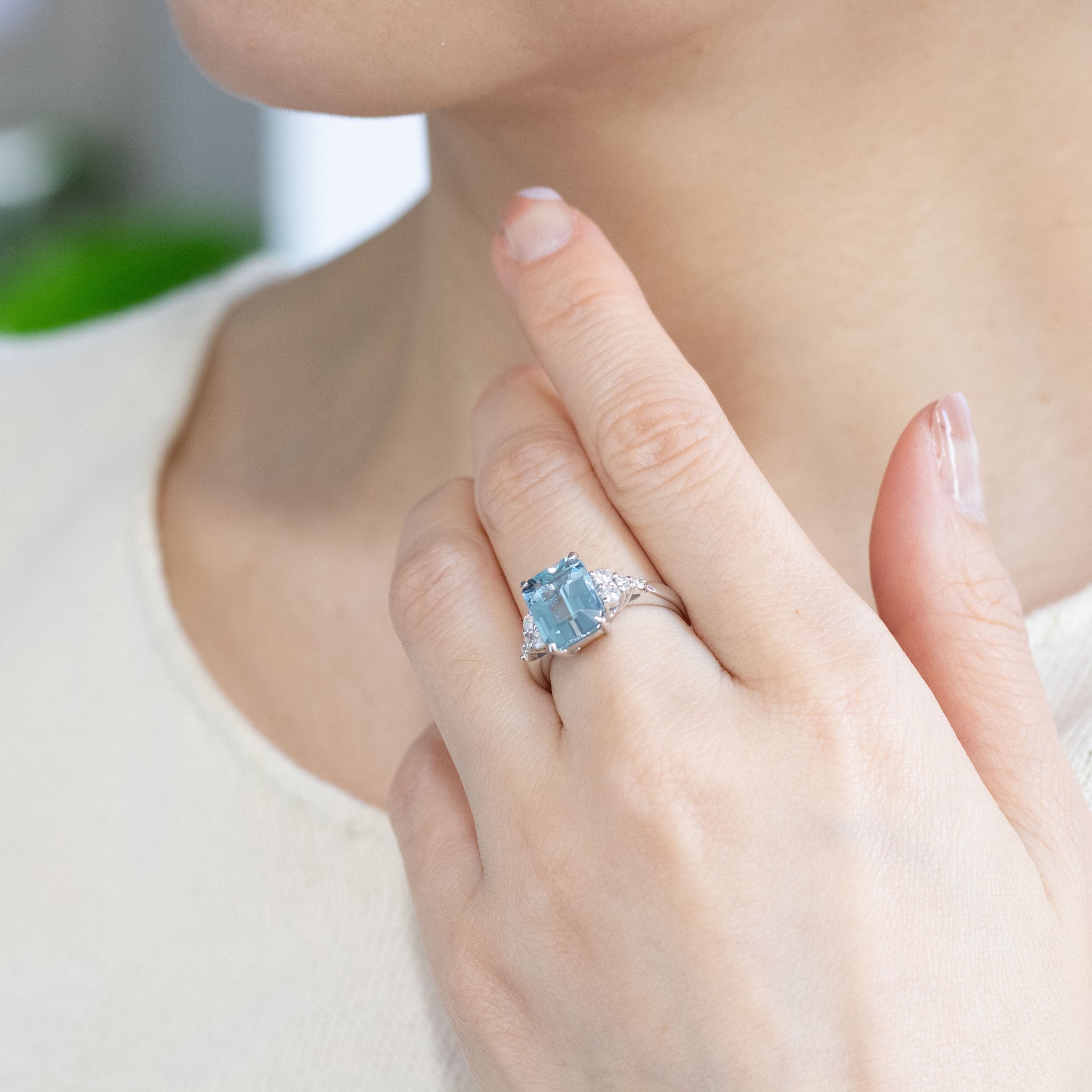 【限定1点】アクアマリン/ダイヤモンド プラチナリング(2.71カラット/エメラルドカット/3月誕生石)《26A01603》