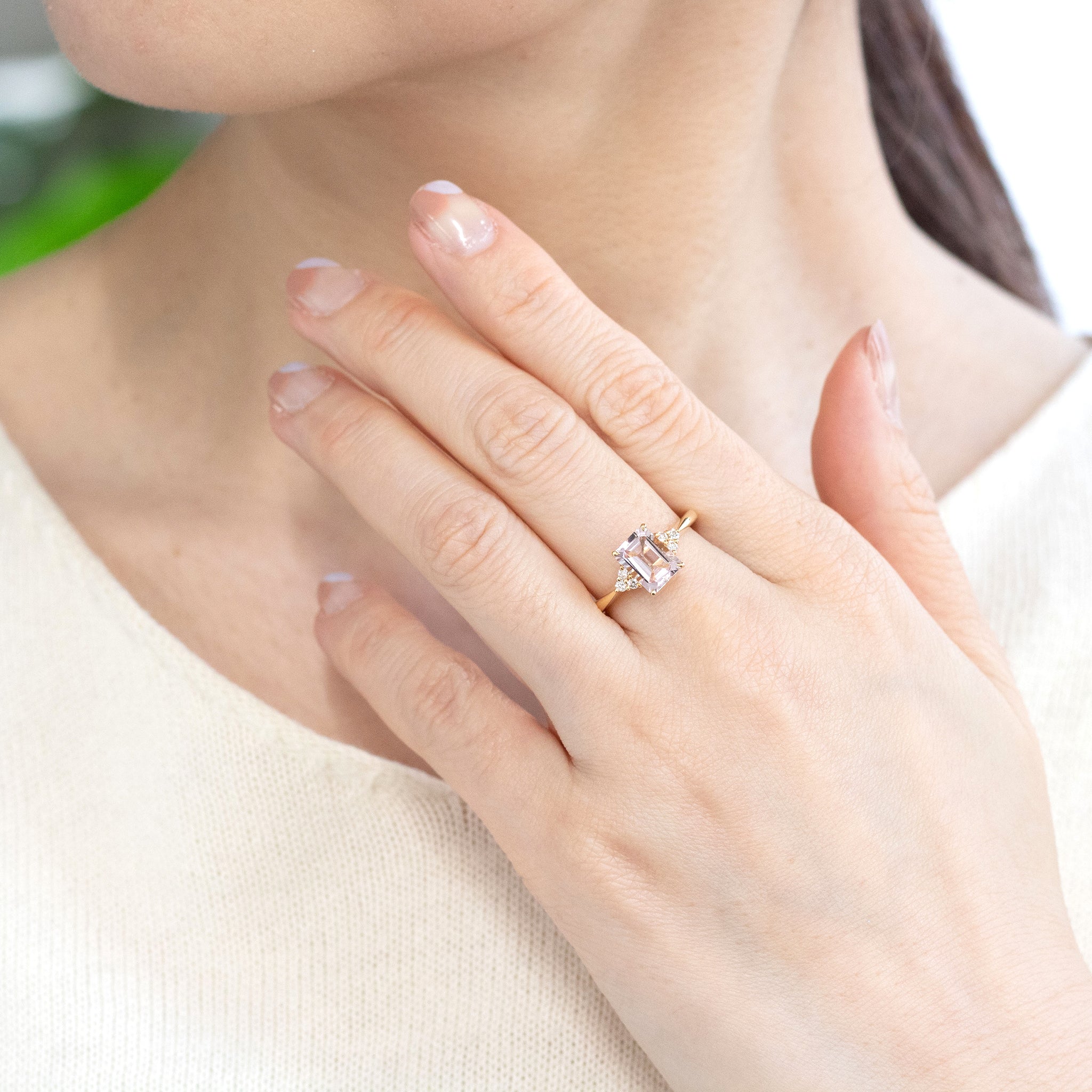 【限定3点】モルガナイト/ダイヤモンド K18リング(1.0カラット/ステップカット/4月誕生石)《26A01604》