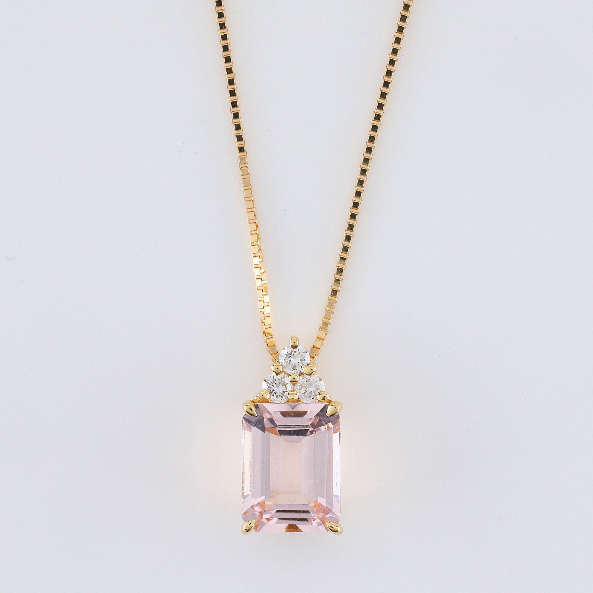 【限定3点】モルガナイト/ダイヤモンド K18ネックレス(1.2カラット/ステップカット/4月誕生石)《26A01605》