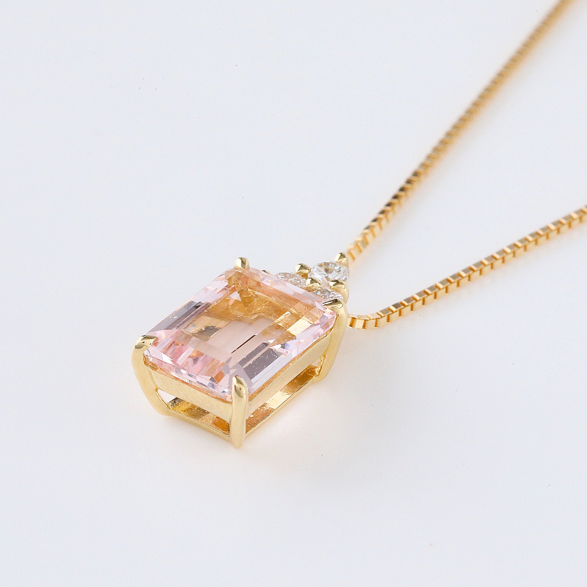 【限定3点】モルガナイト/ダイヤモンド K18ネックレス(1.2カラット/ステップカット/4月誕生石)《26A01605》